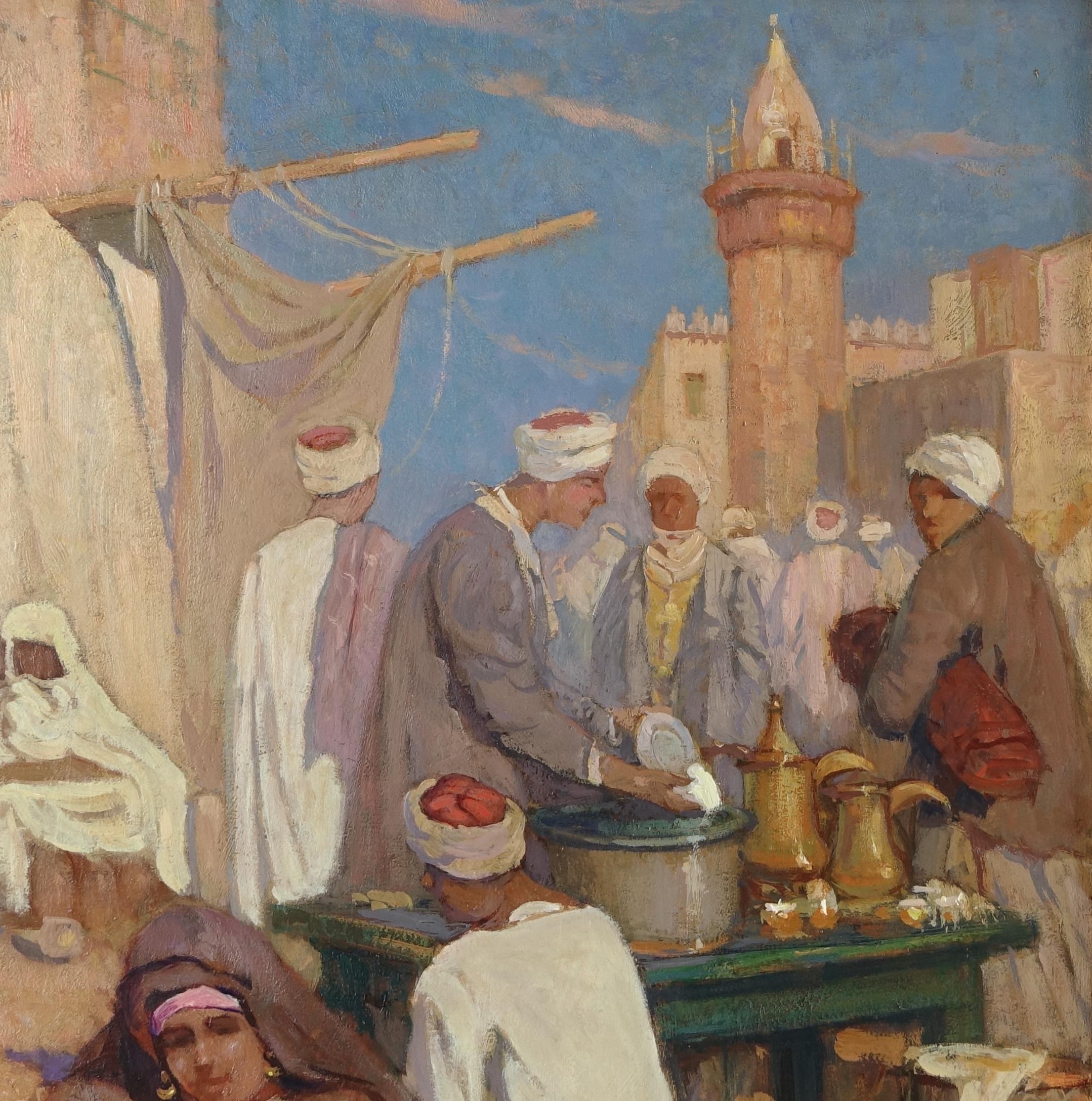 Orientalist Painting Signet and Dated Moretti Foggia 1910, Cairo 3