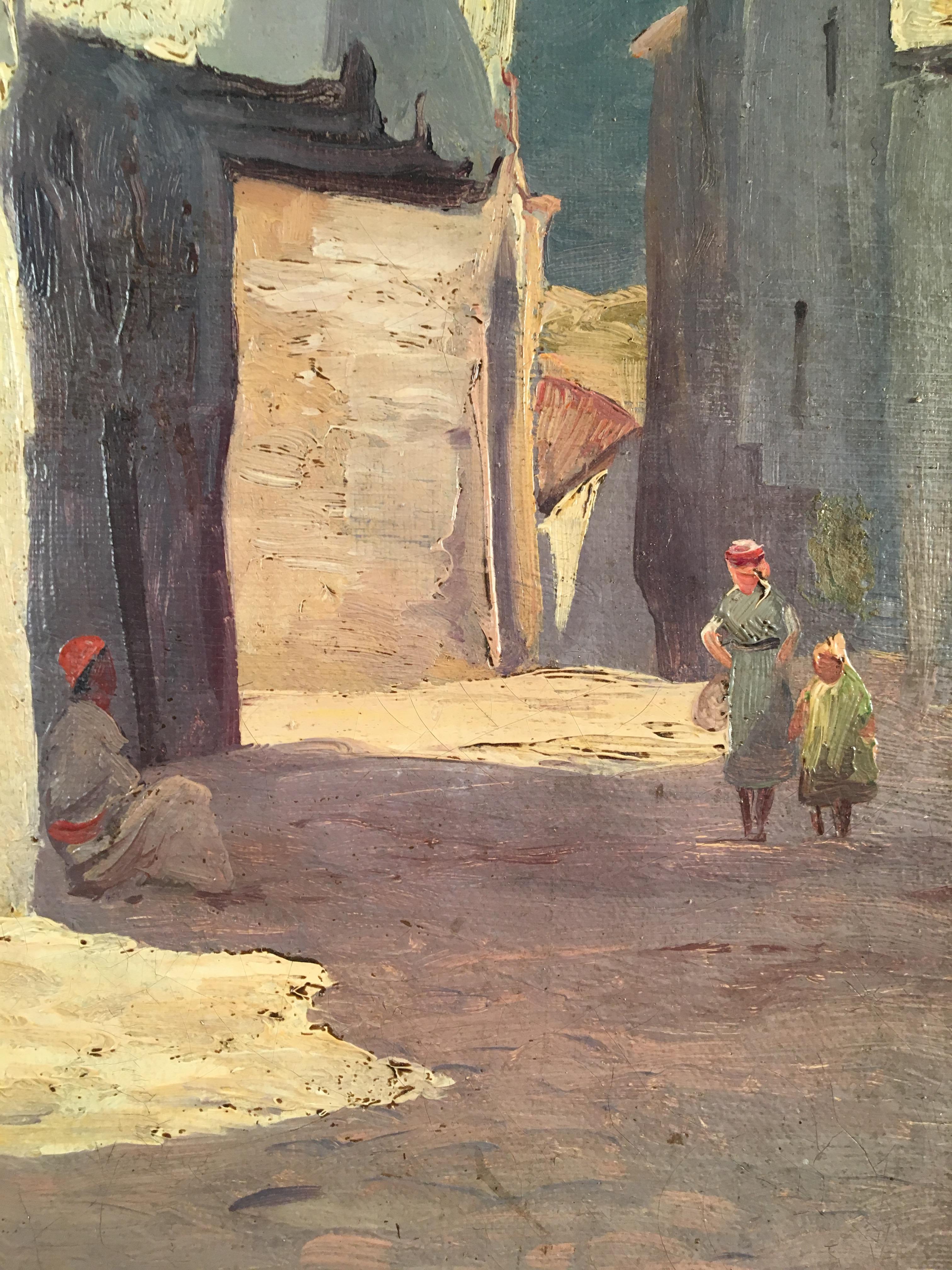 French Orientalist Painting, Street Scene, Xavier Desparmet Fitzgerald