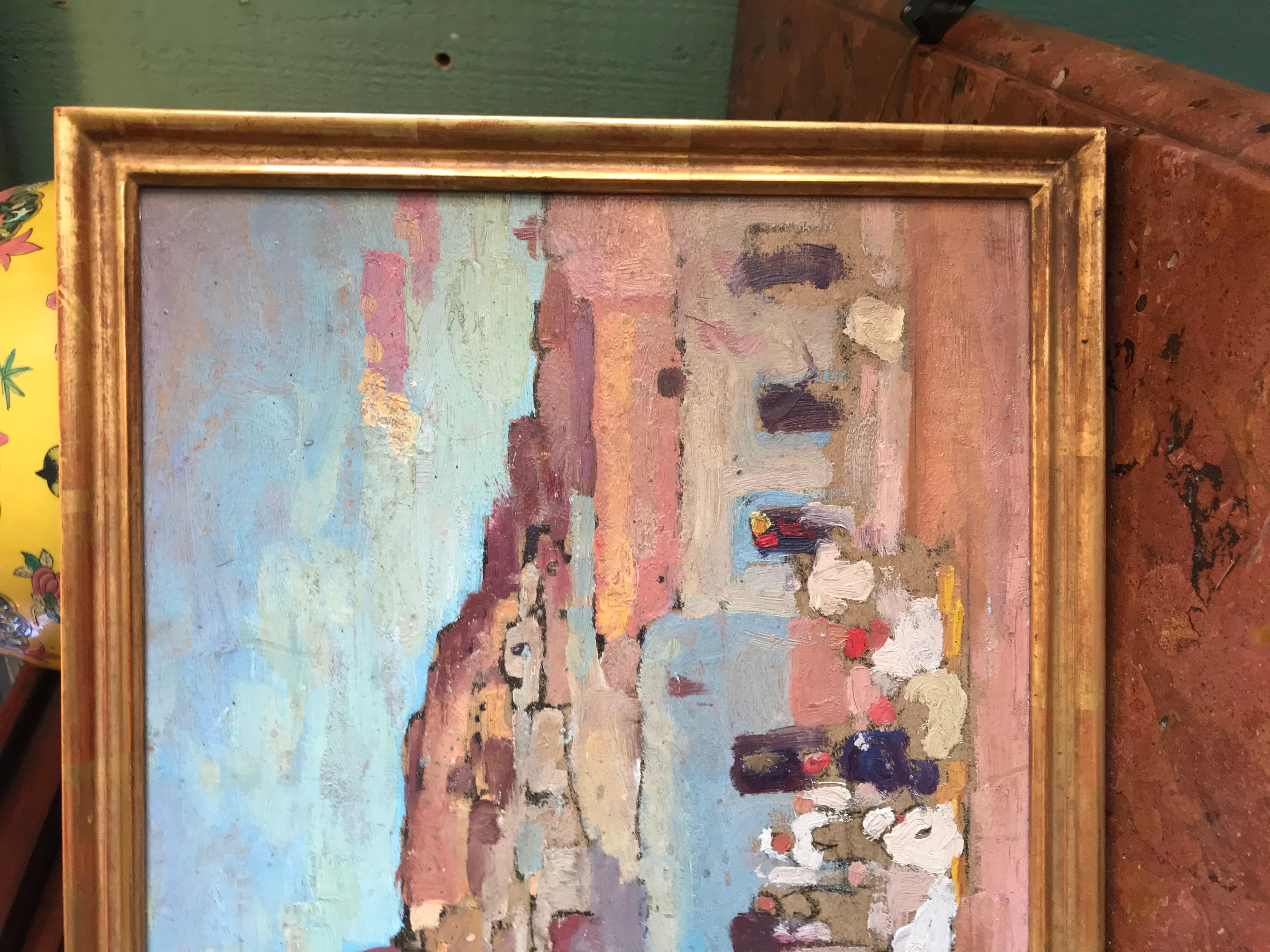 Pittura orientale da parete Scena di mercato arabo olandese G. Huijsser Cornice antica in vendita 3
