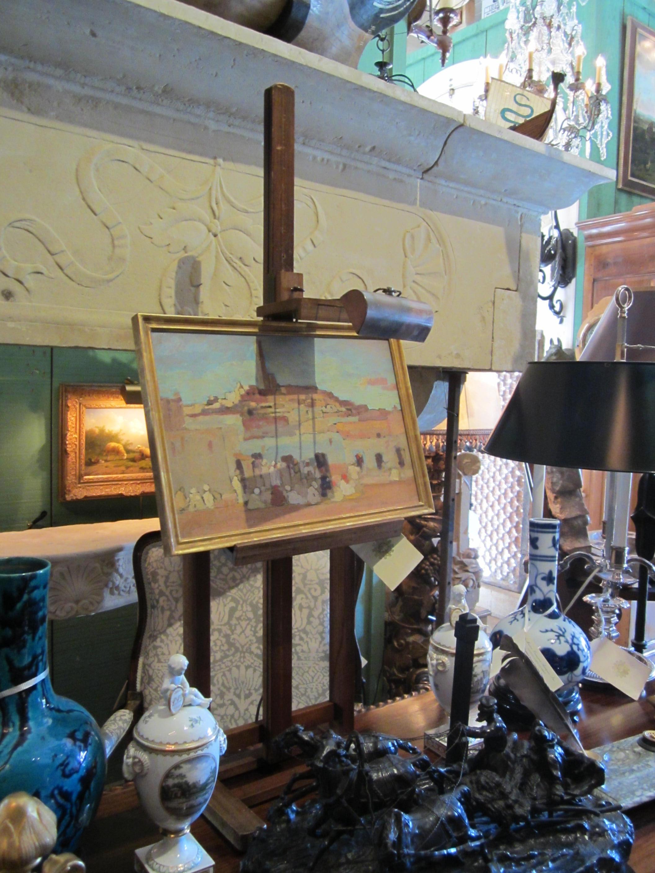 Pittura orientale da parete Scena di mercato arabo olandese G. Huijsser Cornice antica in vendita 9
