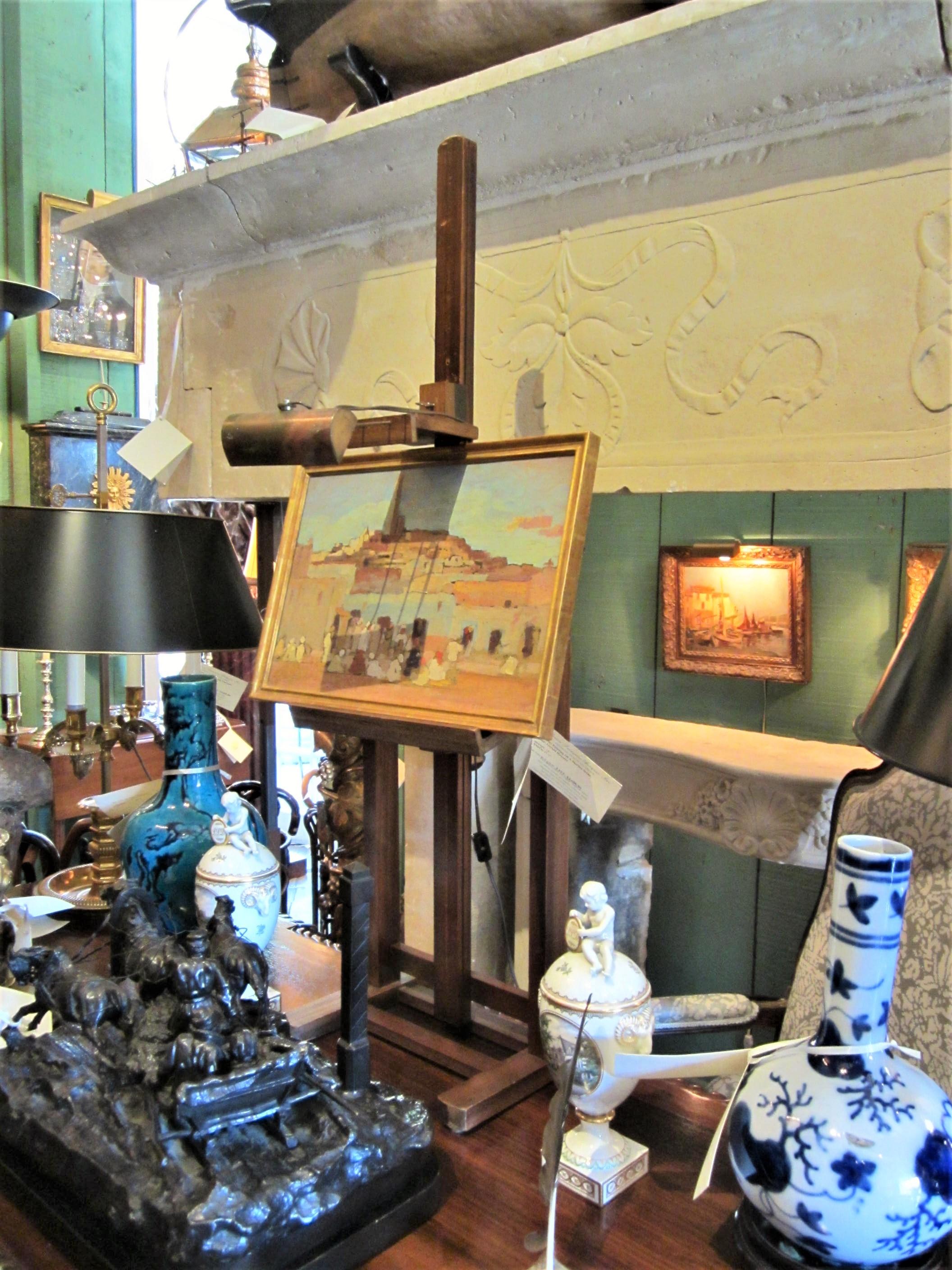 Pittura orientale da parete Scena di mercato arabo olandese G. Huijsser Cornice antica in vendita 10