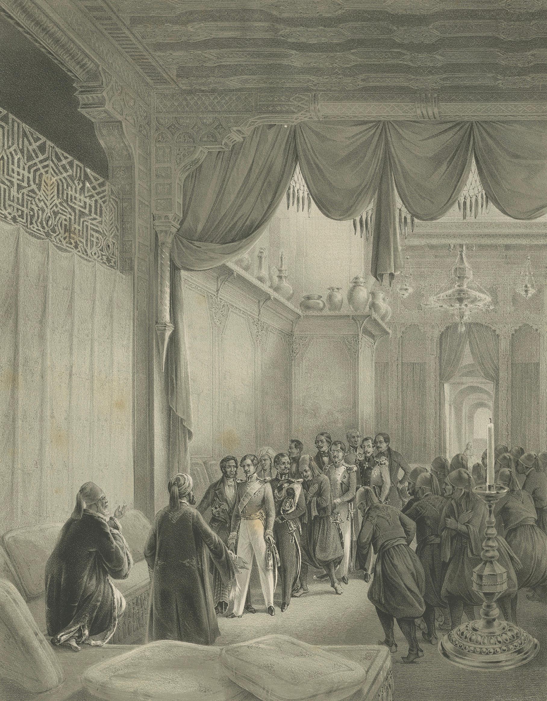 Orientalischer Palastempfang, Herzog Maximilian am Hof von Mehemed Ali, 1846 im Zustand „Gut“ im Angebot in Langweer, NL