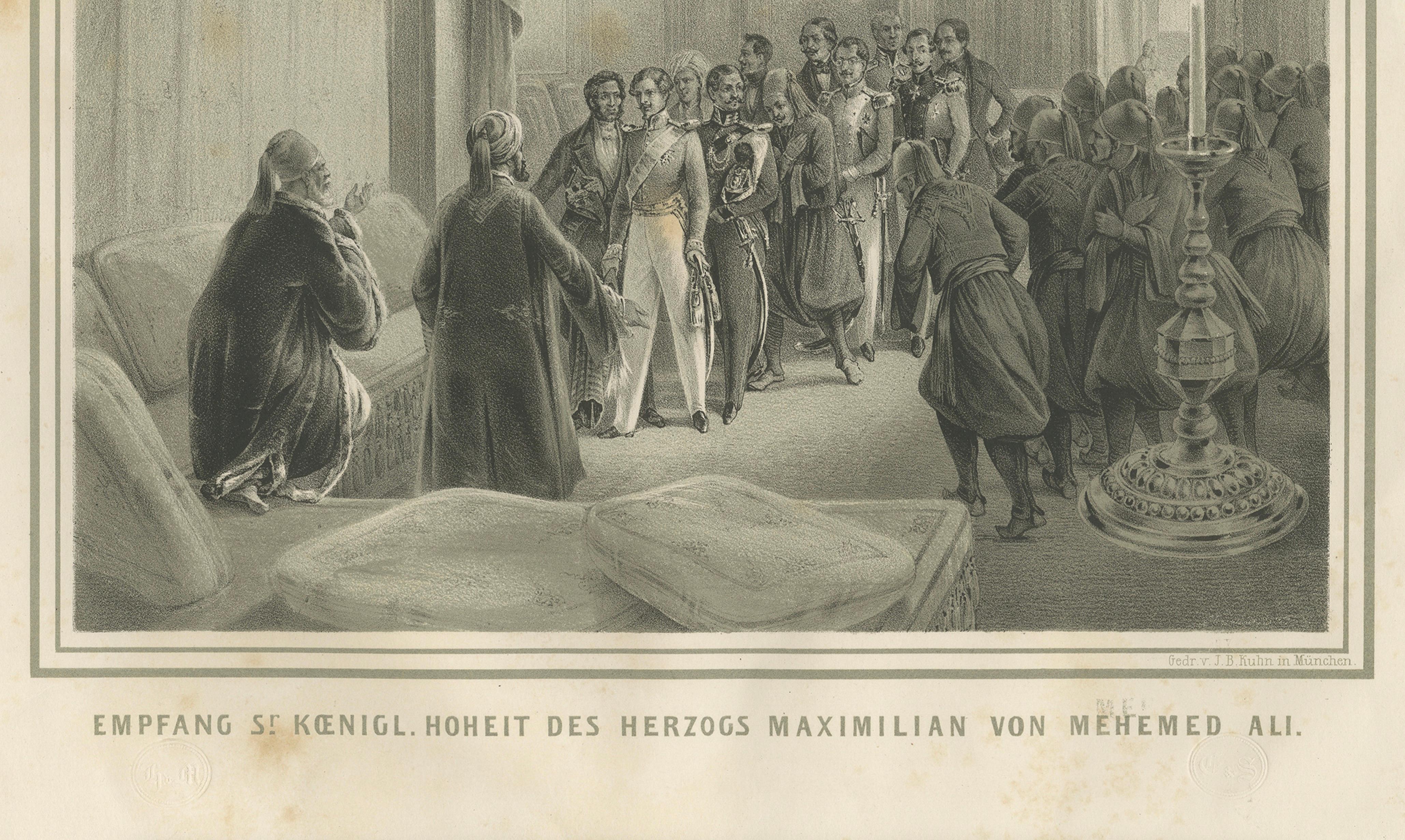 Orientalischer Palastempfang, Herzog Maximilian am Hof von Mehemed Ali, 1846 (19. Jahrhundert) im Angebot