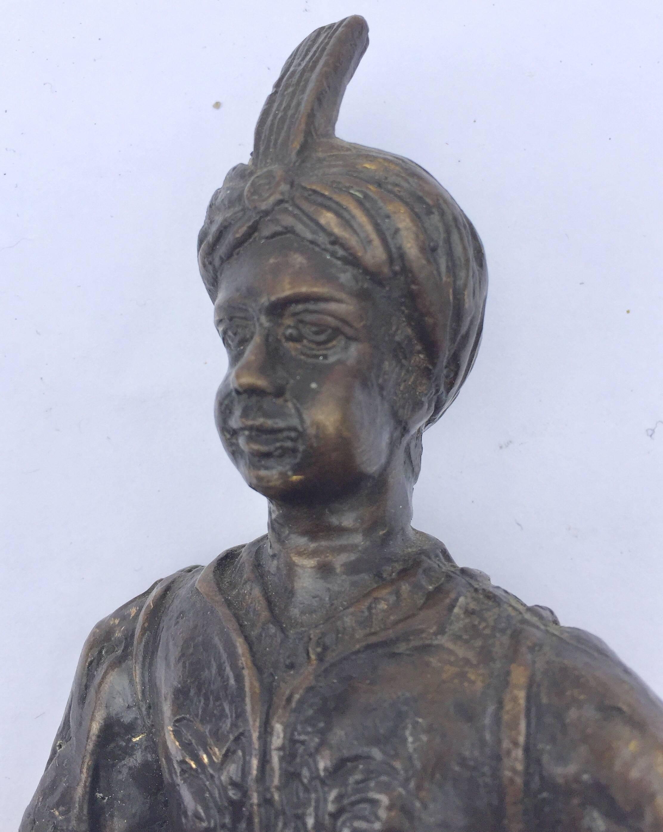 Orientalist Patinated Bronze Figure of a Turkish Young Man For Sale 3