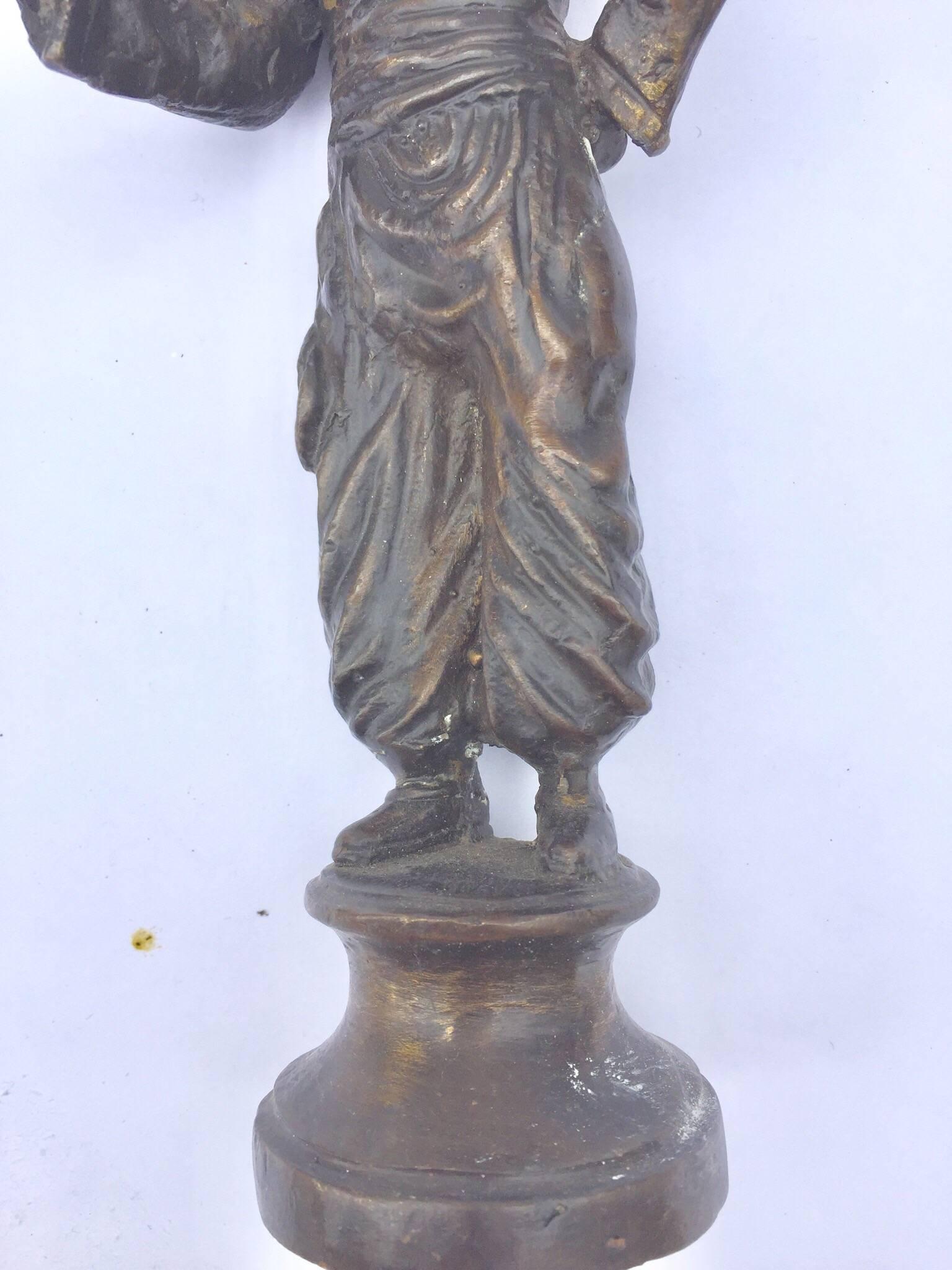 Orientalist Patinated Bronze Figure of a Turkish Young Man For Sale 4