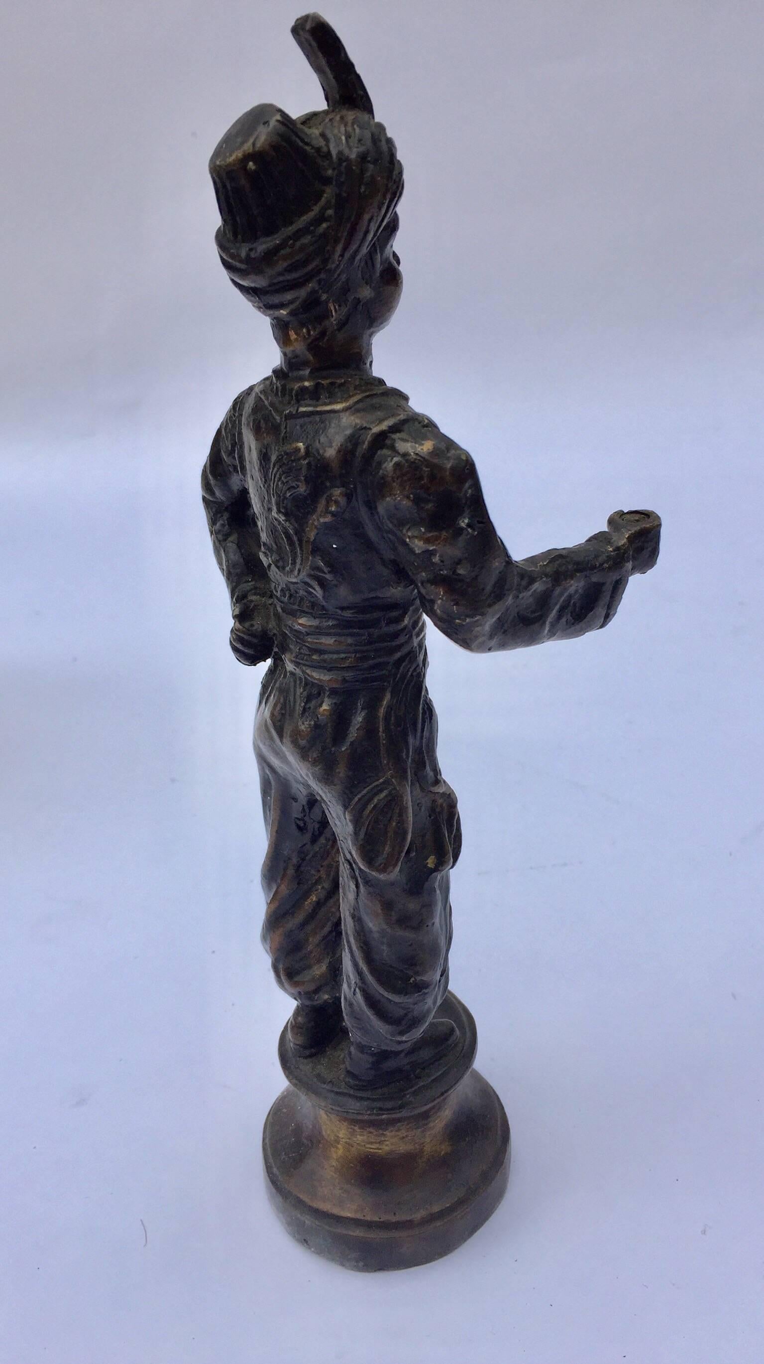 Orientalist Patinated Bronze Figure of a Turkish Young Man In Good Condition For Sale In North Hollywood, CA
