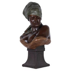 Orientalist Polychrome Terracotta Female Bust by Goldscheider