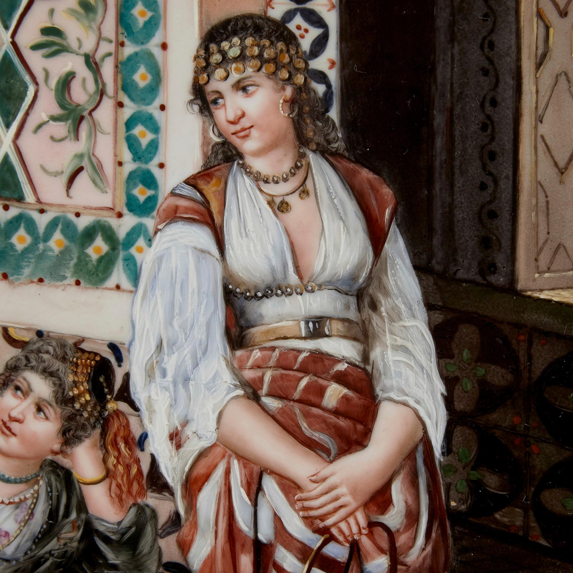 Orientalist Porcelain Plaque in the Manner of KPM In Good Condition For Sale In London, GB