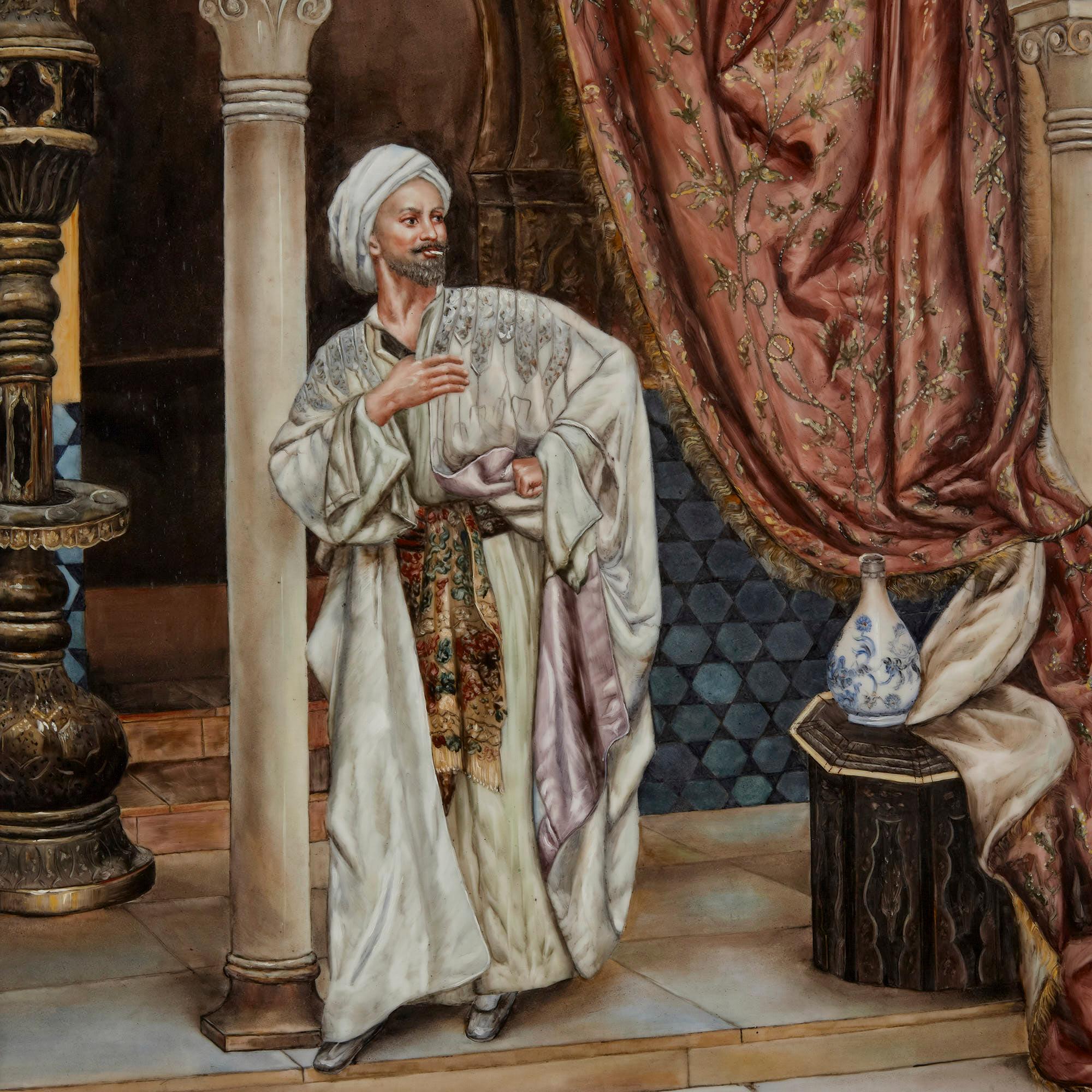 Tedesco Targa orientalista in porcellana nello stile di KPM Porcelain in vendita