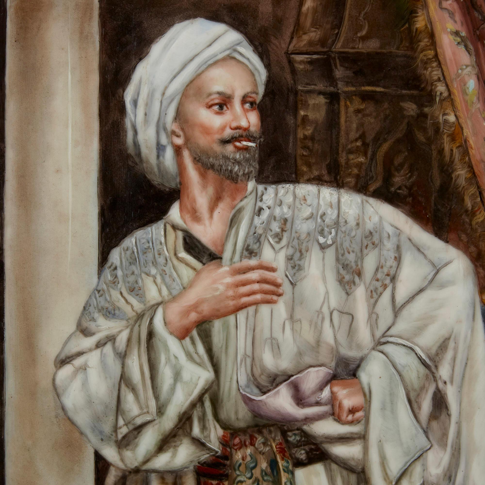 Orientalist Porcelain Plaque in the Style of KPM In Good Condition For Sale In London, GB