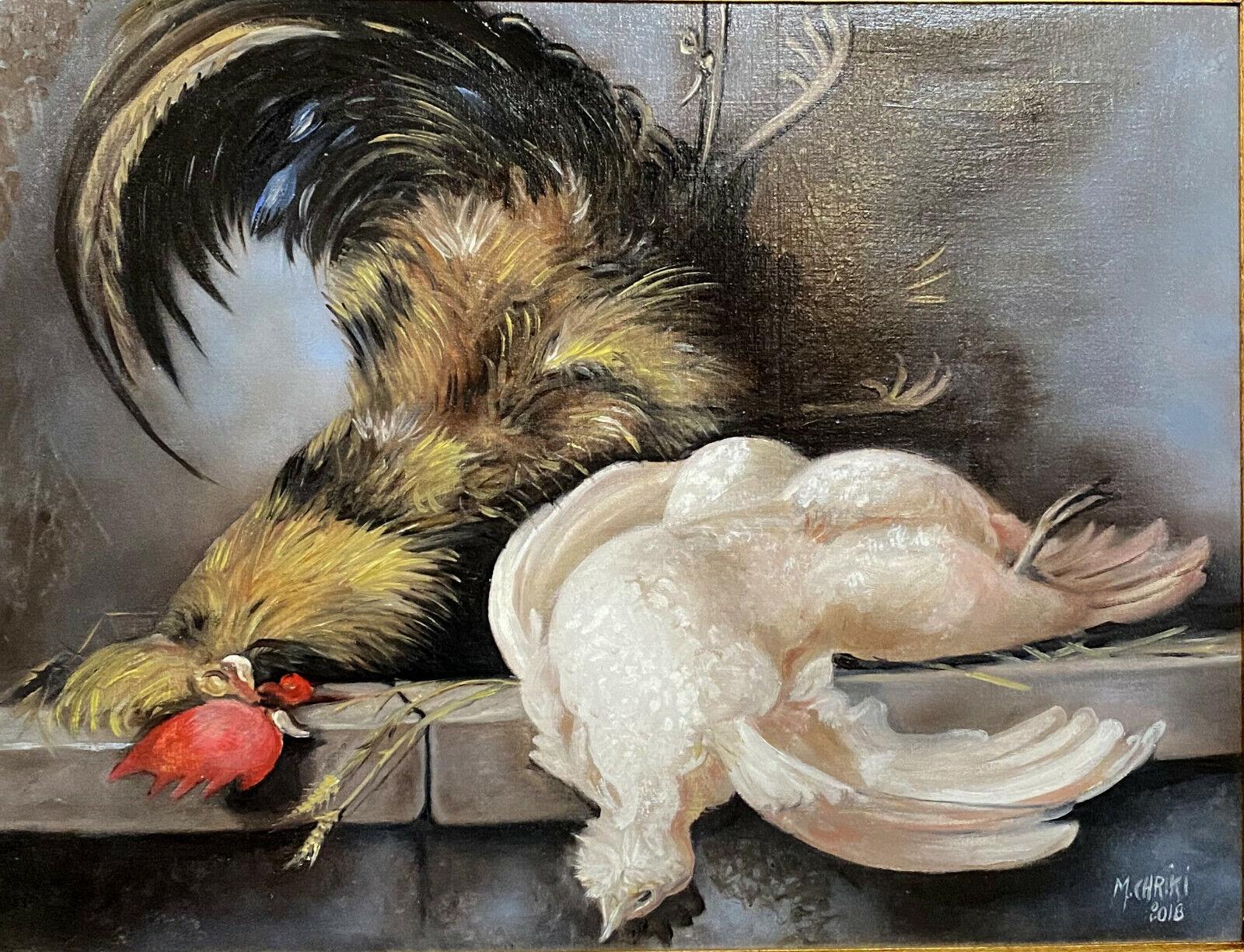 Explore the captivating world of orientalism with this Still Life Oil Painting by Moulay Yacoub de Chriki, a renowned artist of the 20th/21st century. This exquisite piece features a vibrant depiction of a still life scene with chickens, signed and