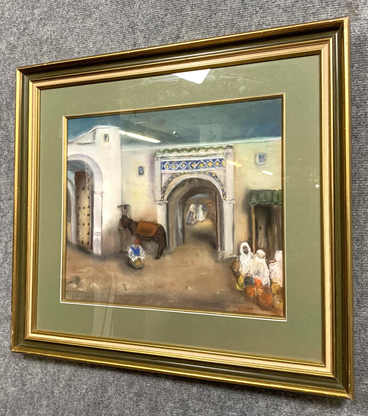 Orientalist School of the 20th Century, Signed by Roberte: Animated Medina -1X35 For Sale 1