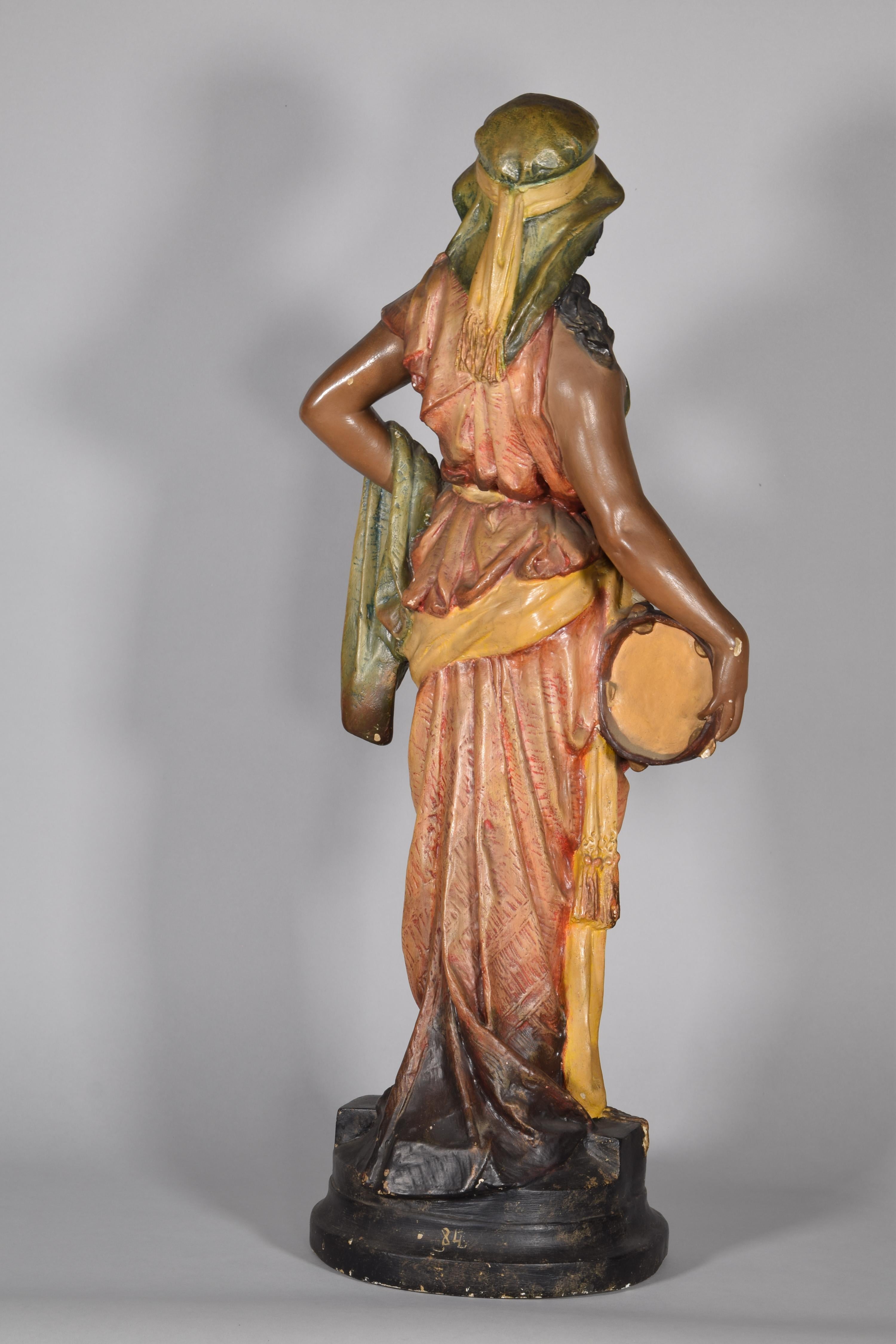 Neoclassical Orientalist Sculpture, Polychromed Plaster or Scagliola, 19th Century