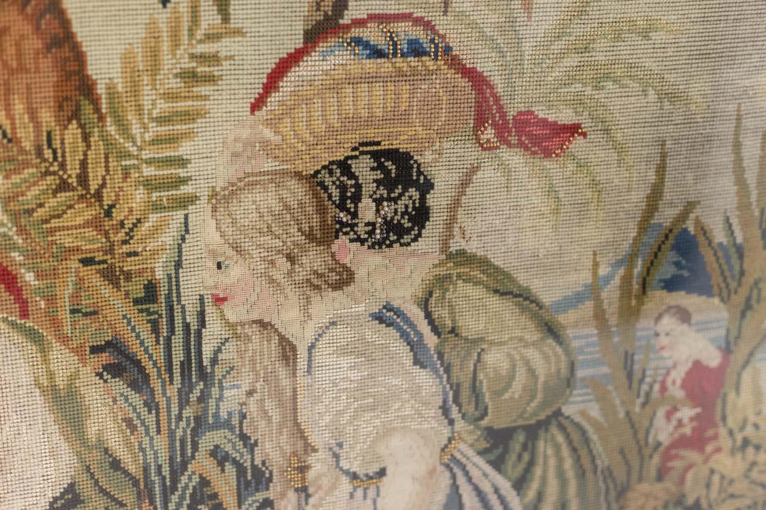 Linen Orientalist style petit point tapestry. Circa 1880. For Sale