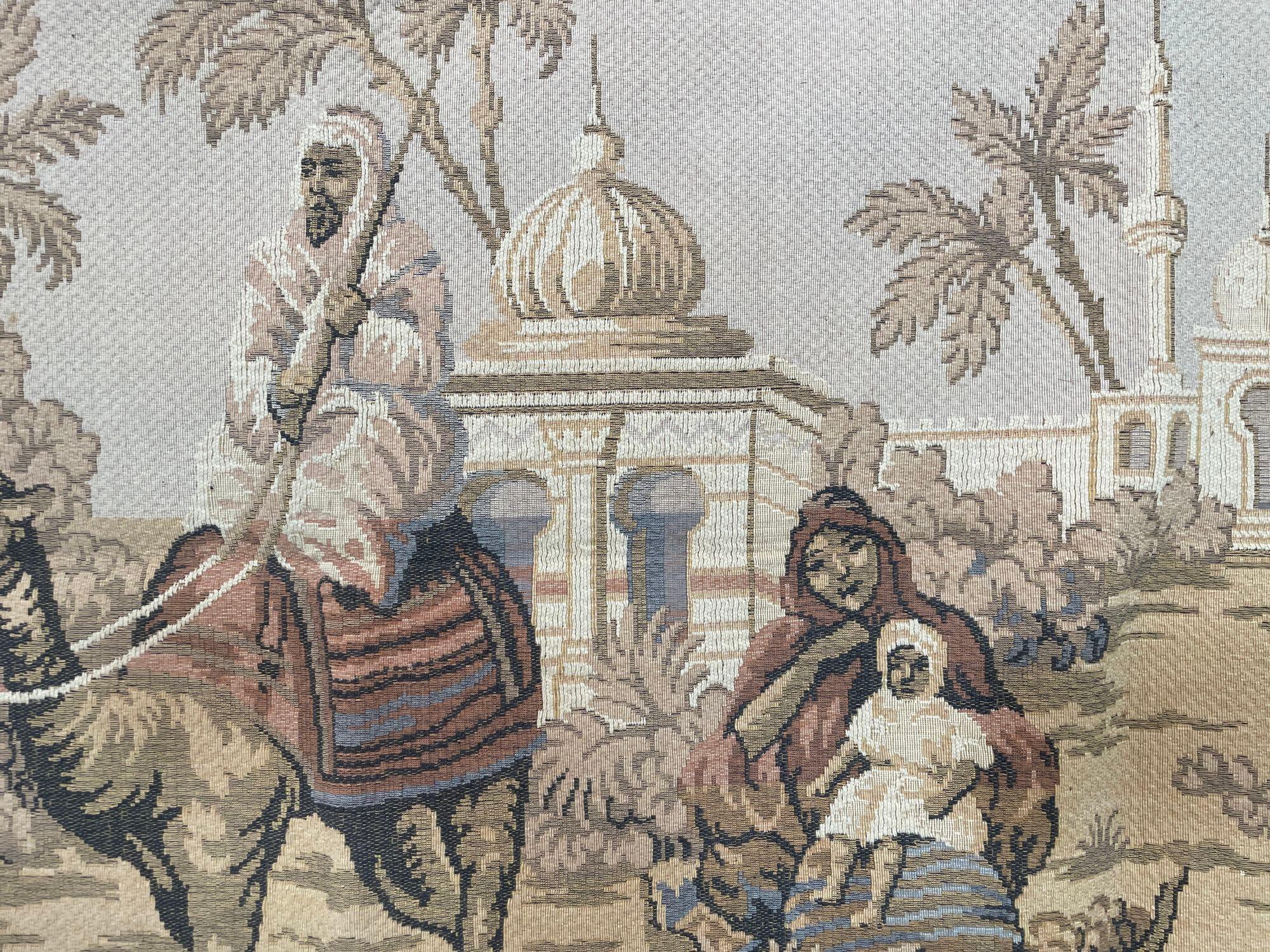 Belgian Orientalist Tapestry With 19th Century Moorish Architecture Scene