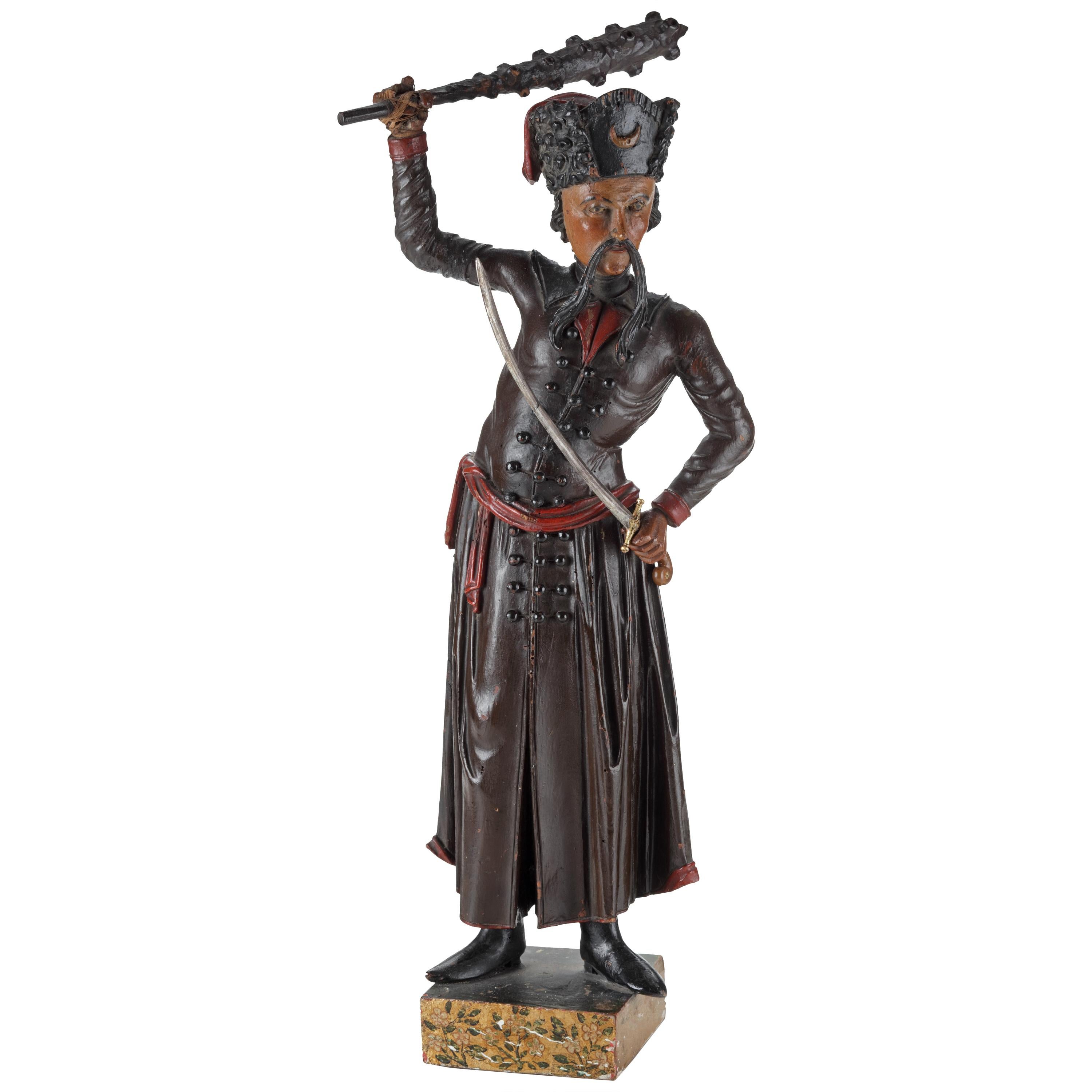Orientalist Turkomania Wood Sculpture of an Ottoman, Early 19th Century For Sale