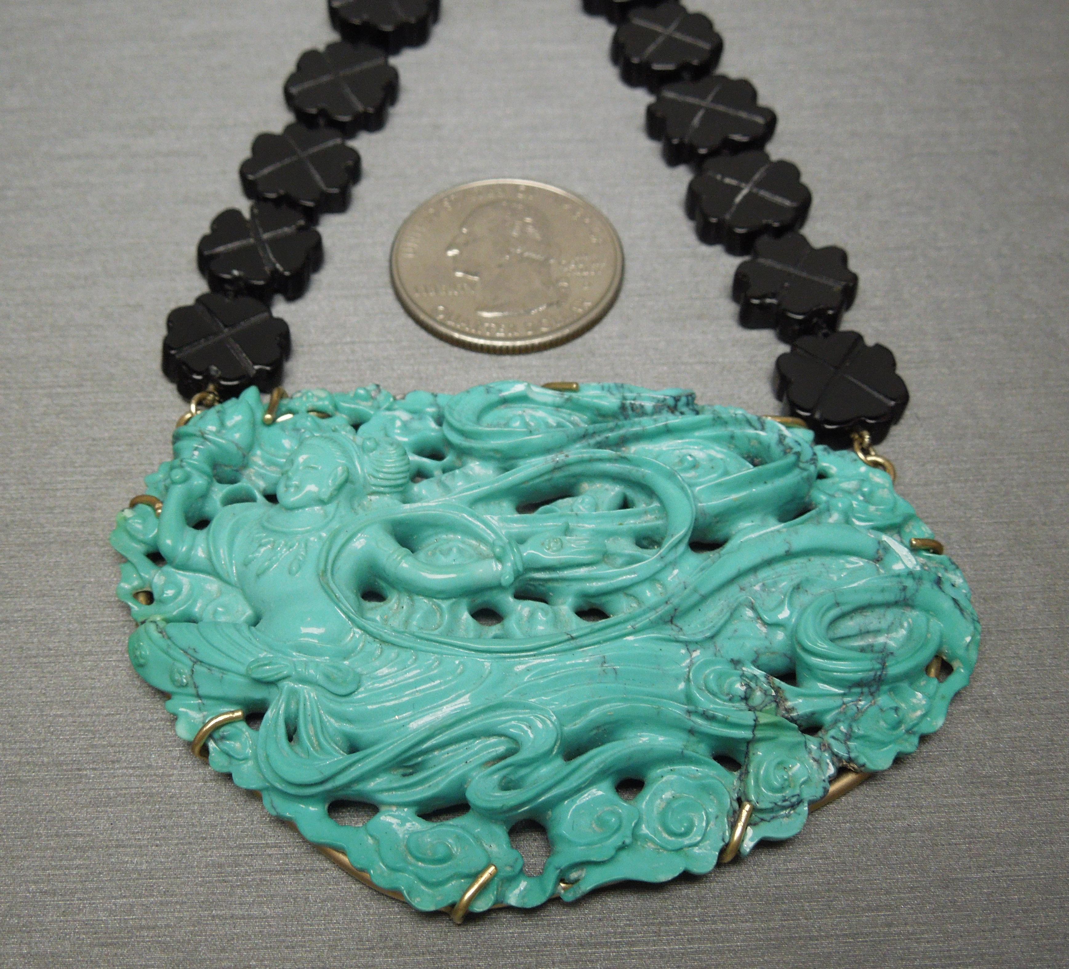 Orientalist Turquoise Amulet Necklace For Sale 2