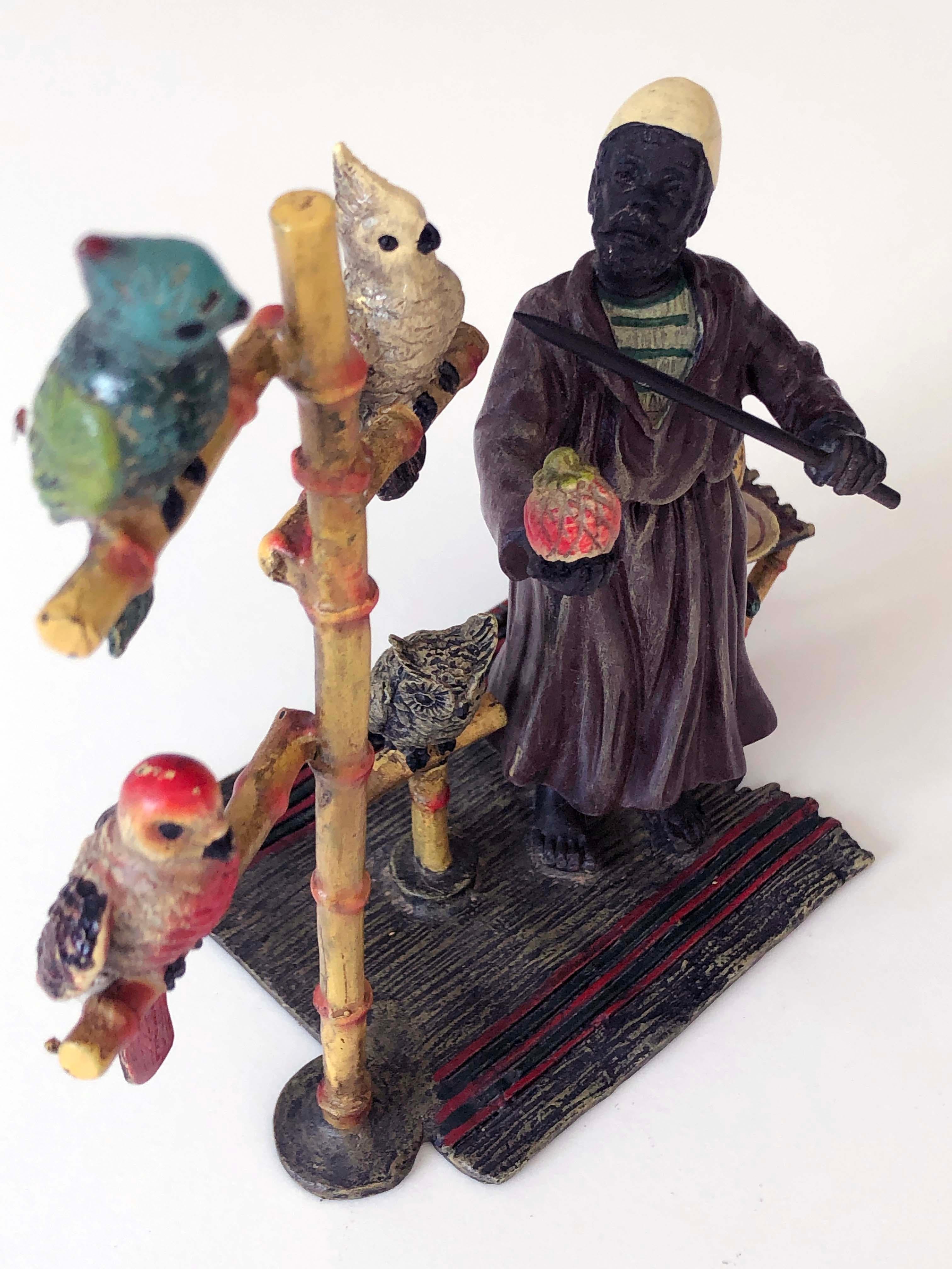Entrenador de loros orientalista Vienna Bronze, Franz Bergman, Siglo XIX en Bueno estado para la venta en EINDHOVEN, NL