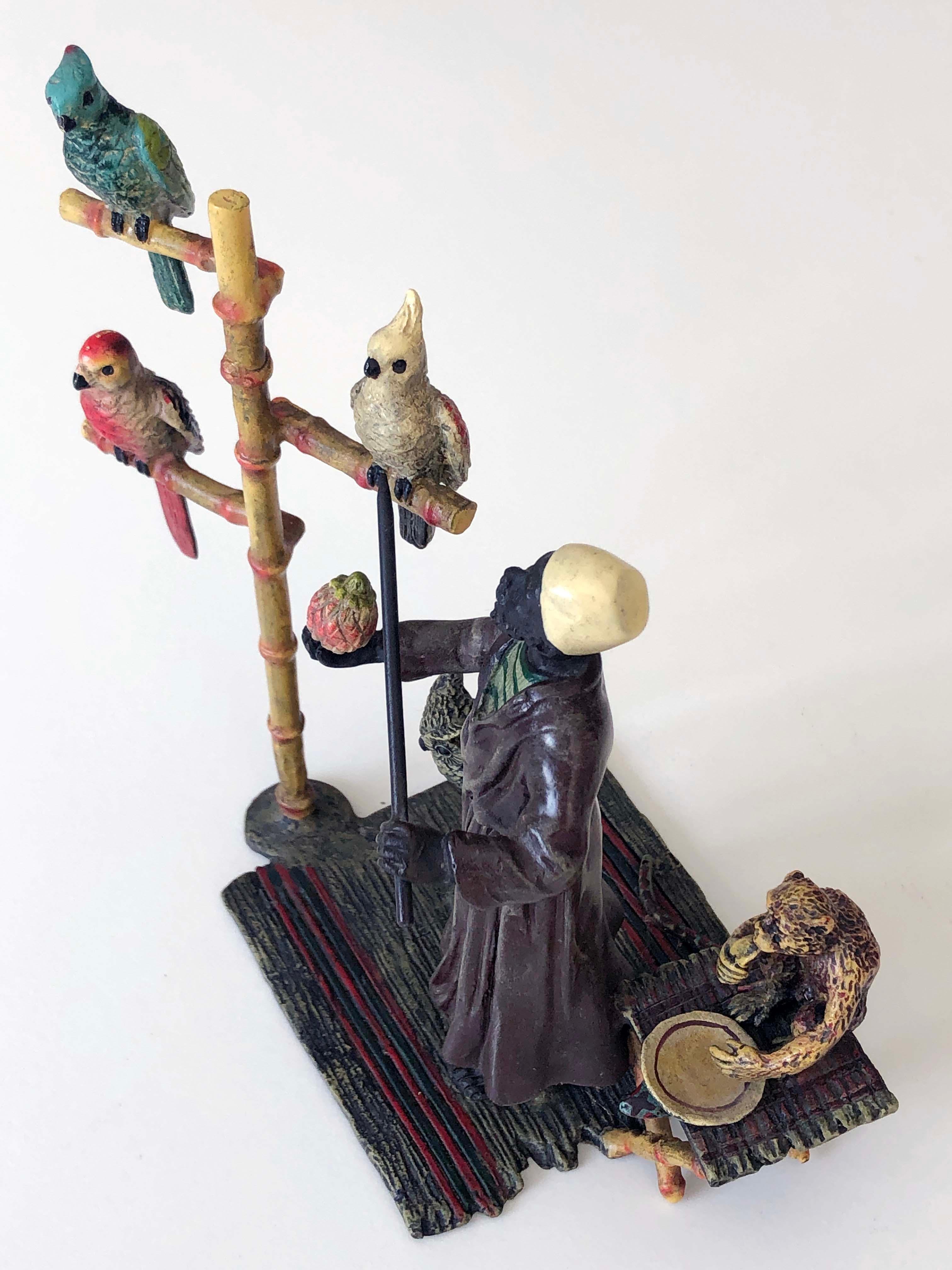 Entrenador de loros orientalista Vienna Bronze, Franz Bergman, Siglo XIX Bronce en venta