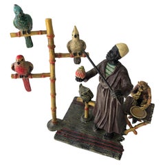 Entrenador de loros orientalista Vienna Bronze, Franz Bergman, Siglo XIX