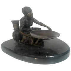 Scultura orientale in bronzo di Vienna di Franz Xaver Bergmann 'NAM GREB' Firmata