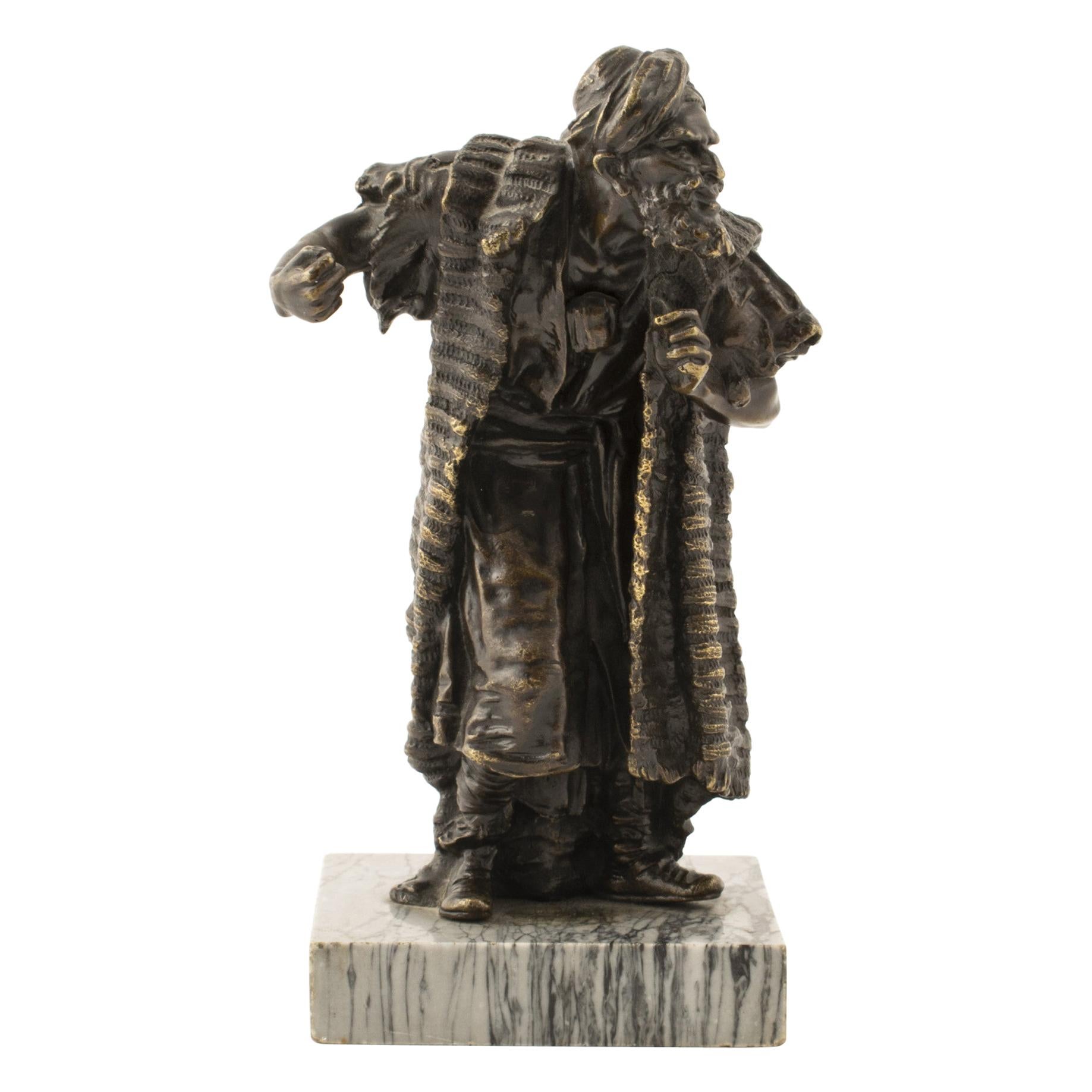 Orientalist Vienna Bronze Sculpture by Franz Xavier Bergmann of Arab Merchant