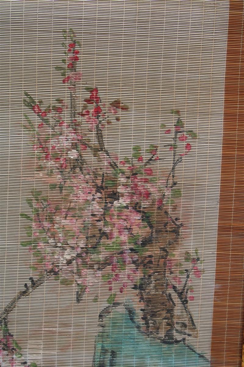 Orientalist Wall Decoration Bamboo Geisha Painting 1950 Mid-Century Italian 9