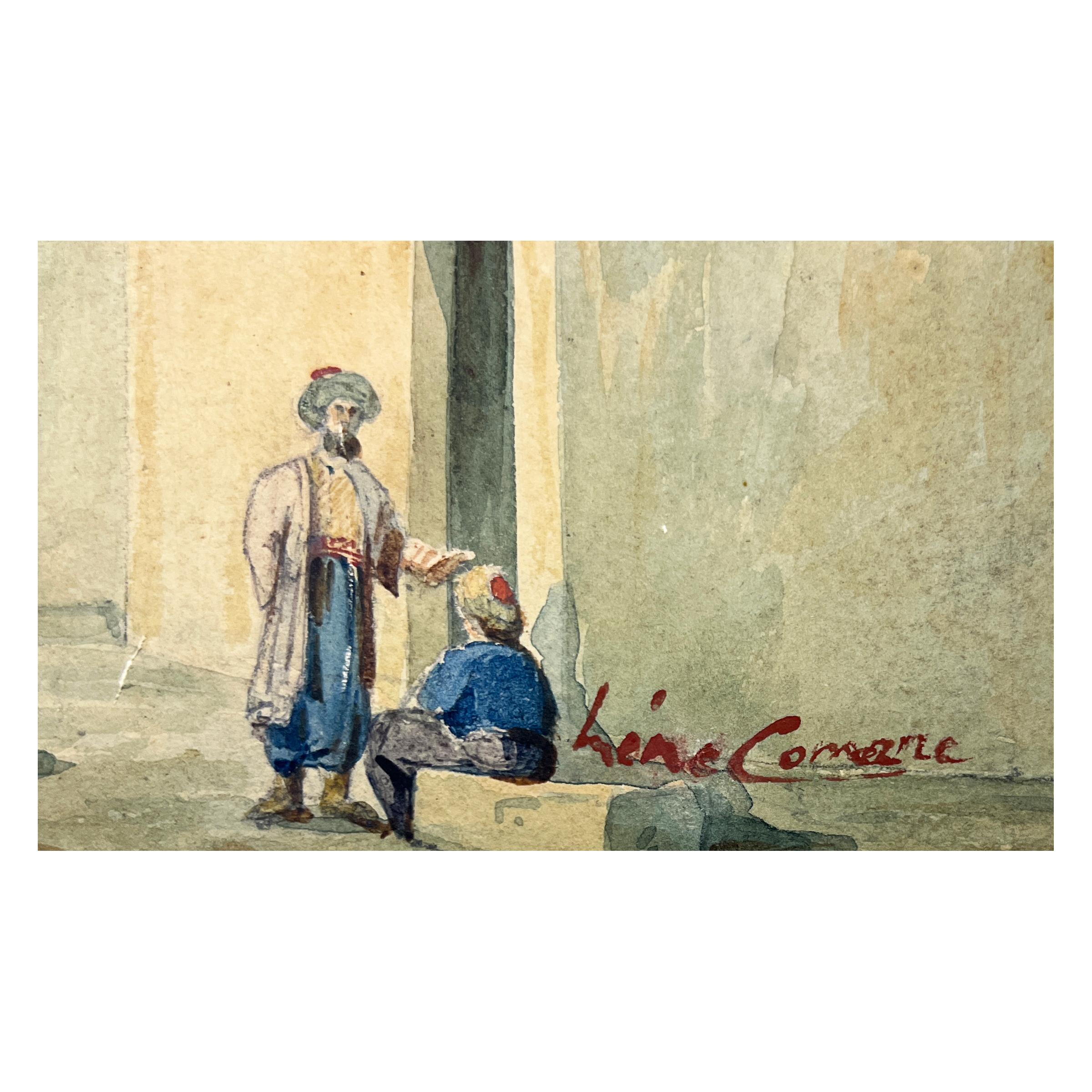 European Orientalist Watercolour Painting Depicts North African Street