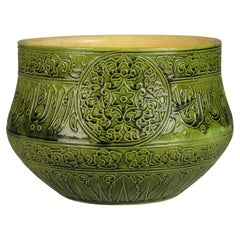 Antique Orientalistic Ceramic Flower Pot, France, Circa 1880, Arabic Script