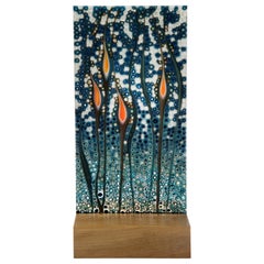 Orientation in Petrol, a Teal, Orange & Clear Glass Sculpture by Sandra A. Fuchs