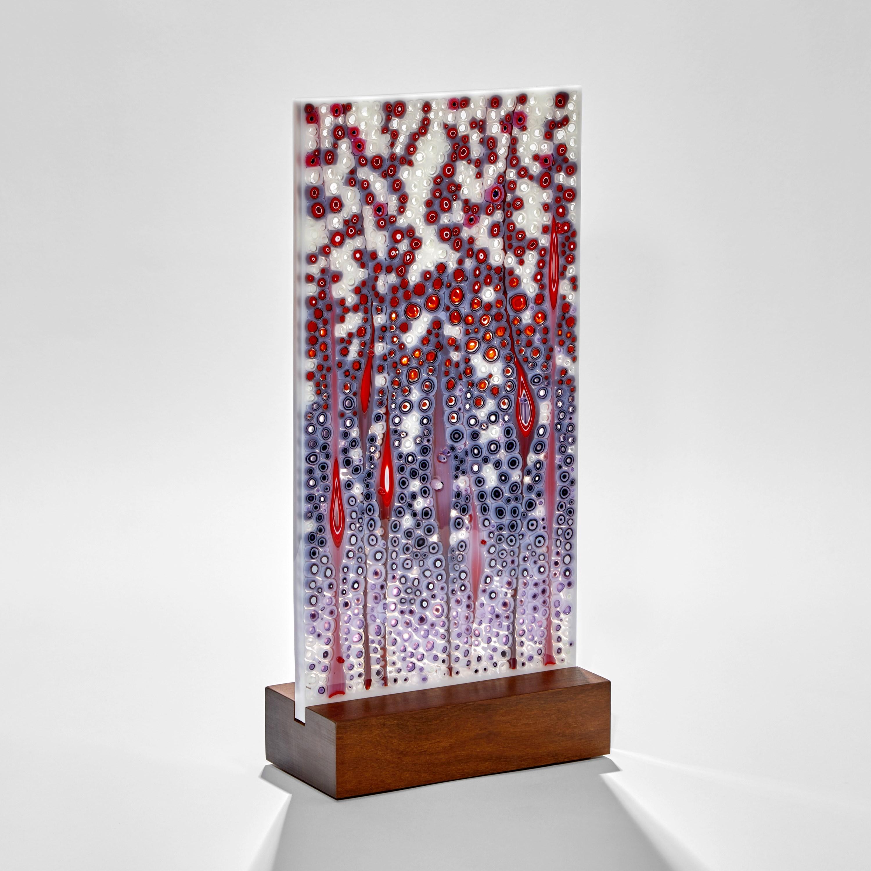 Organic Modern Orientation in Red & Purple, Unique Glass Sculpture by by Sandra A. Fuchs
