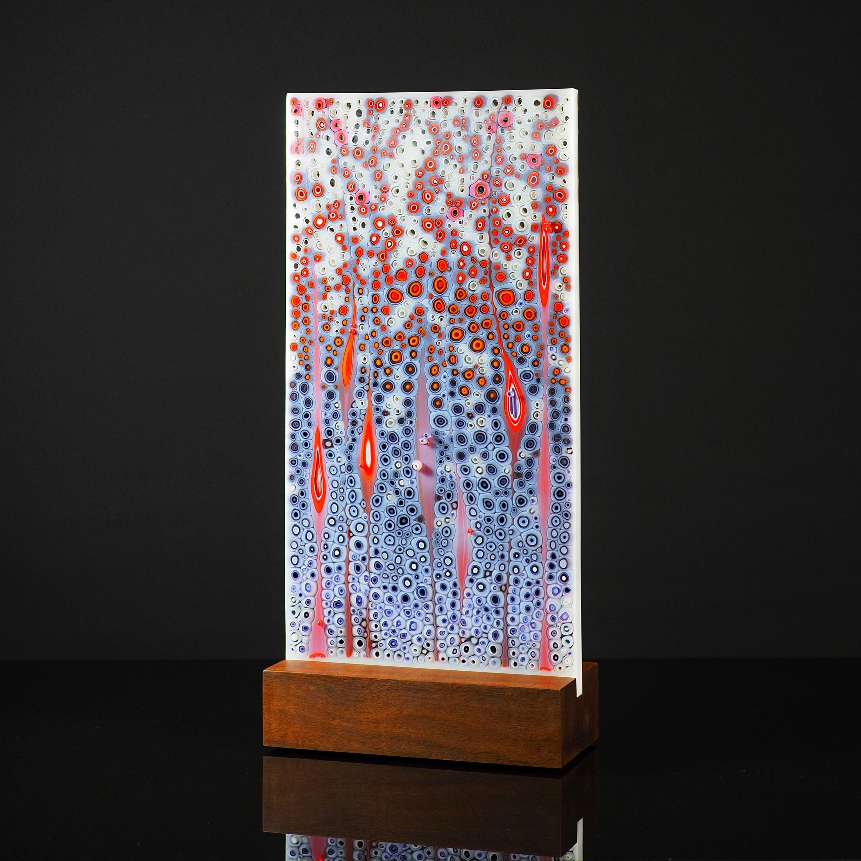 Hand-Crafted Orientation in Red & Purple, Unique Glass Sculpture by by Sandra A. Fuchs