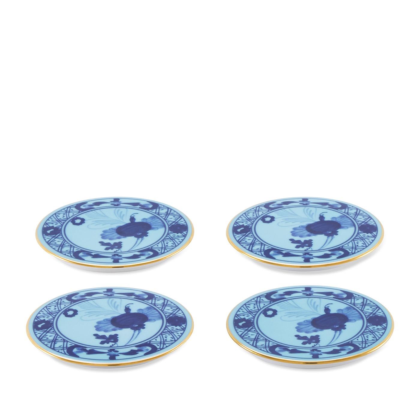 Porcelain Oriente Italiano Iris Set Of 4 Coasters For Sale