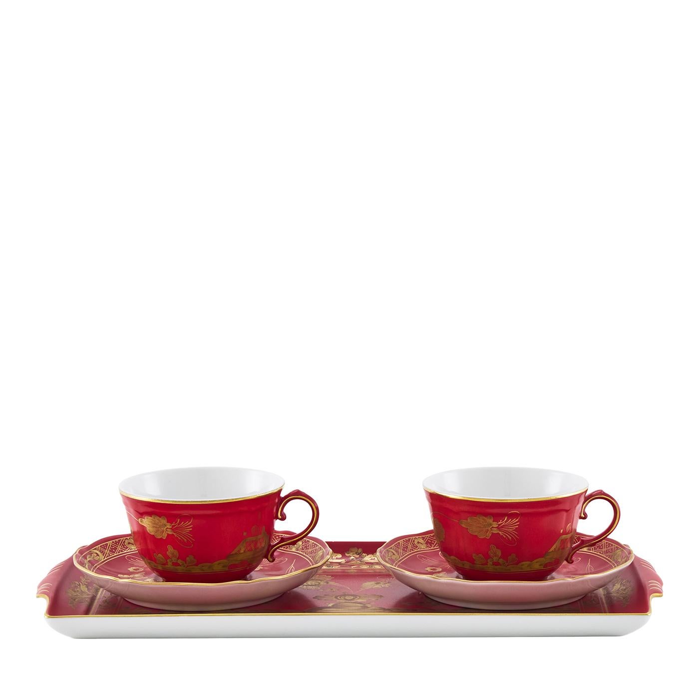 Oriente Italiano Rubin-Set aus 2 Teebechern mit Tablett, Oriente Italiano im Zustand „Neu“ im Angebot in Milan, IT