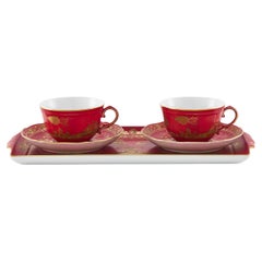 Oriente Italiano Rubin-Set aus 2 Teebechern mit Tablett, Oriente Italiano