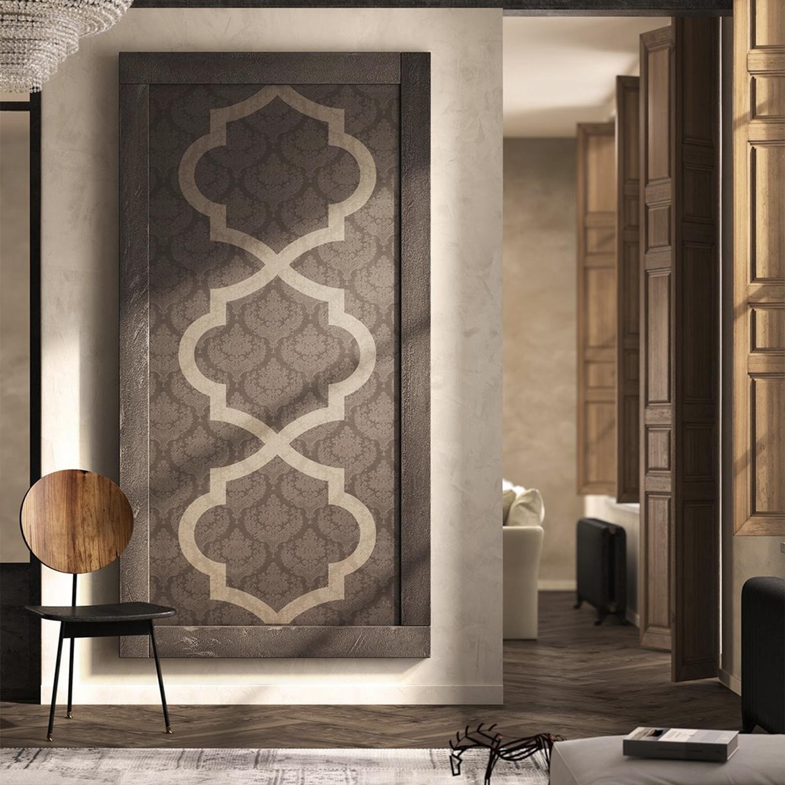 This superb decorative screen combines traditional pattern and innovative materials to create a unique and timeless piece that will enliven a modern home as well as a classic interior. Designed to be mounted on the wall and equipped with the