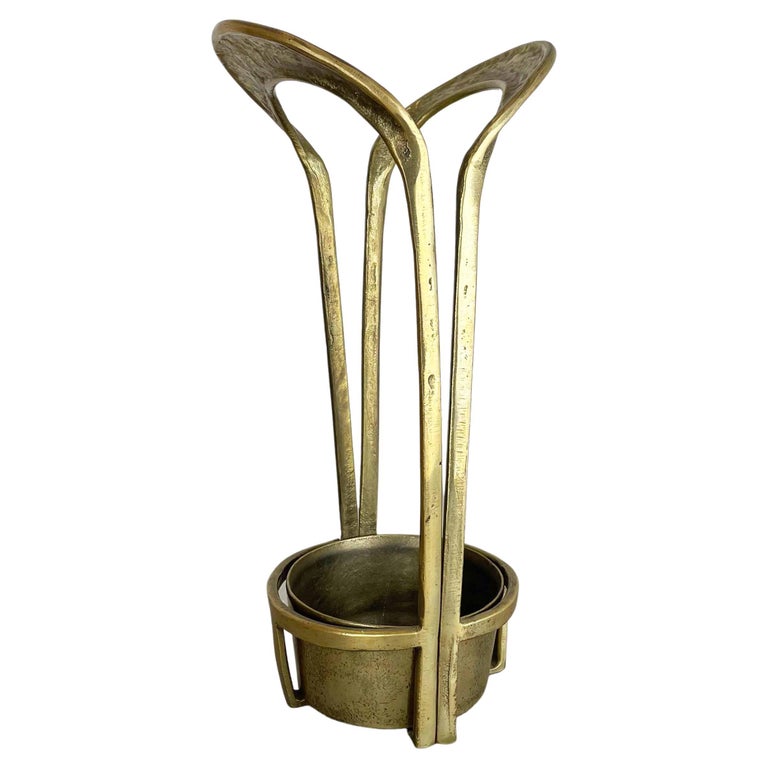 Orig. 4,4kg Hollywood Regency Solid Brutalist Brass Umbrella Stand