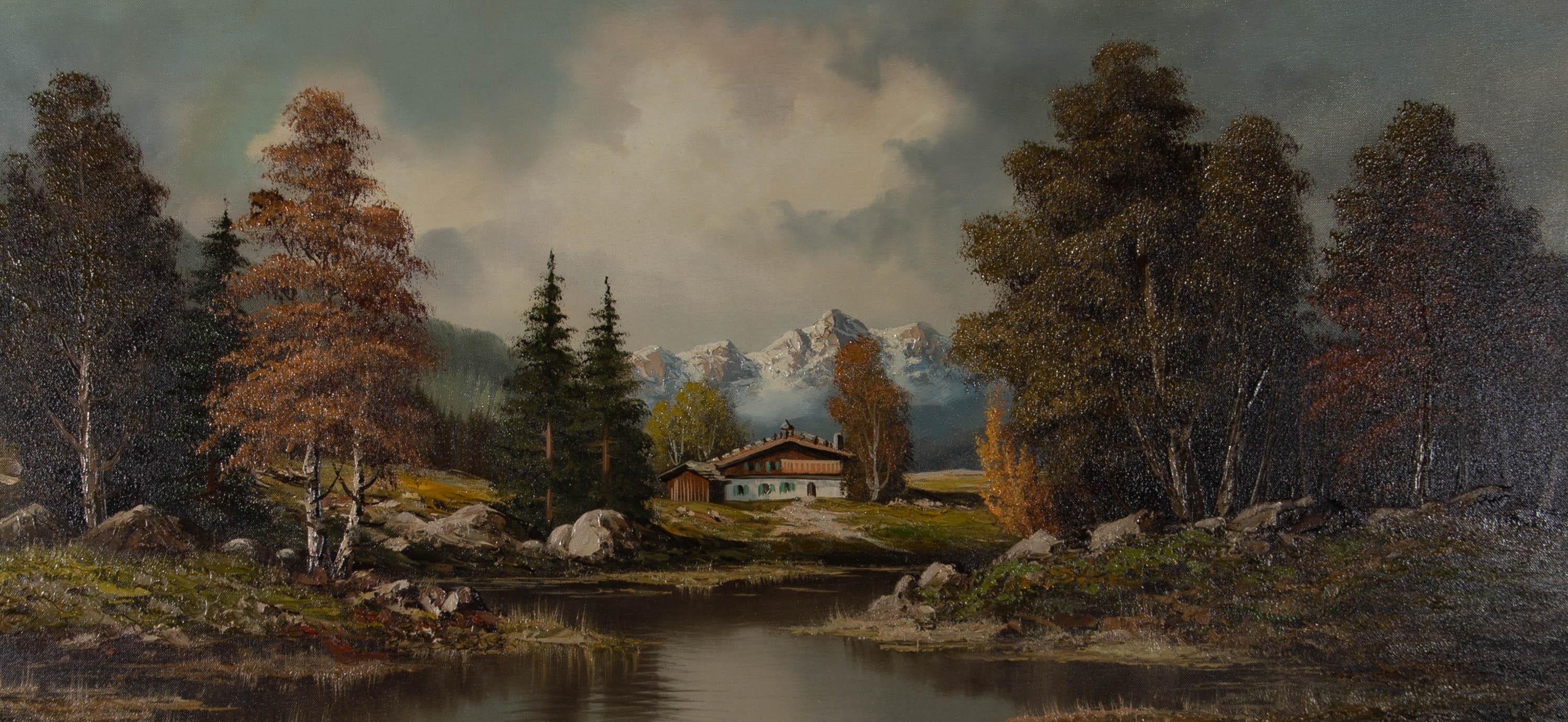 Orig E. Kentsch - Siglo XX Óleo, Chalet de montaña 1