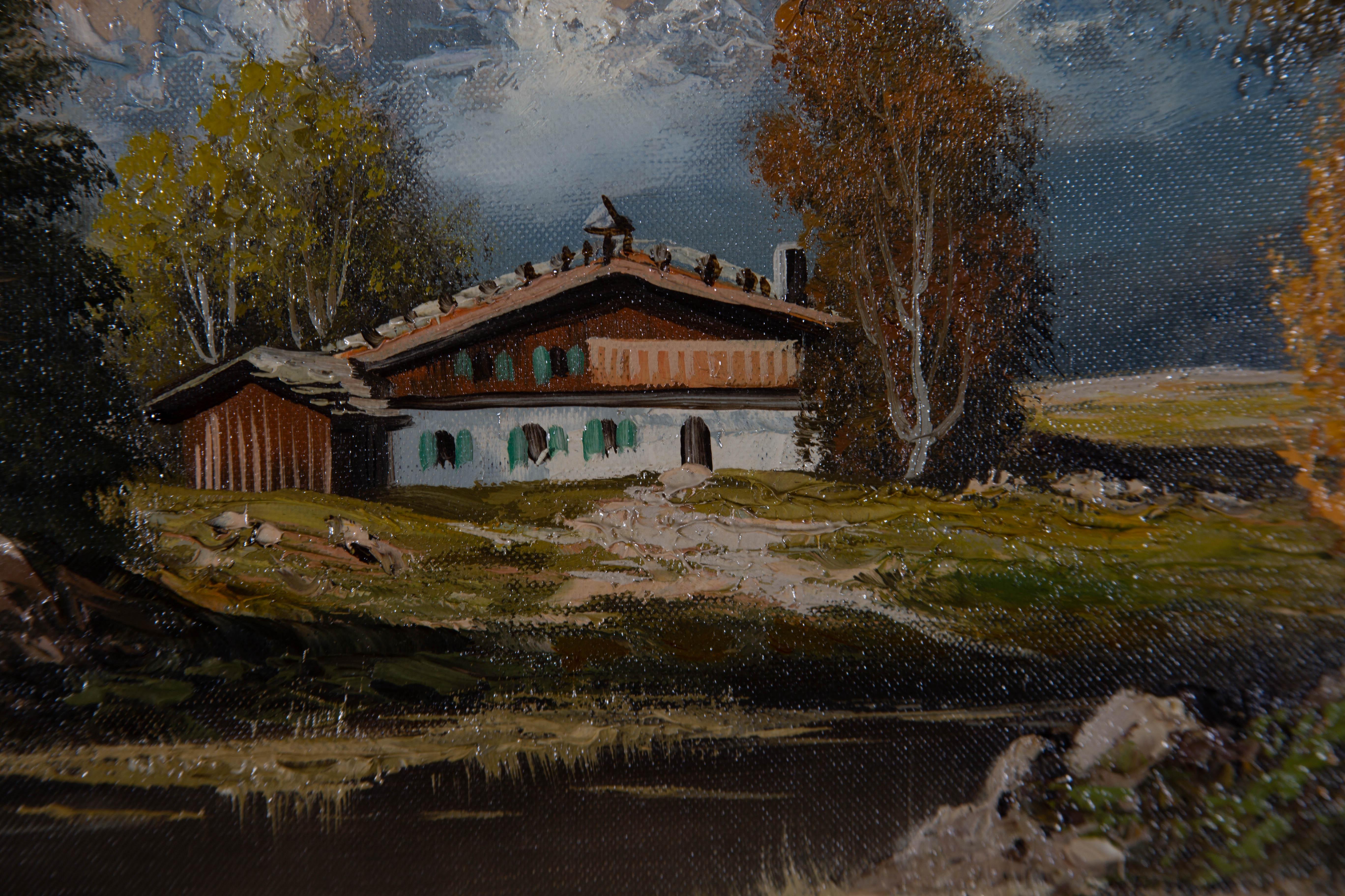 Orig E. Kentsch - Siglo XX Óleo, Chalet de montaña 4