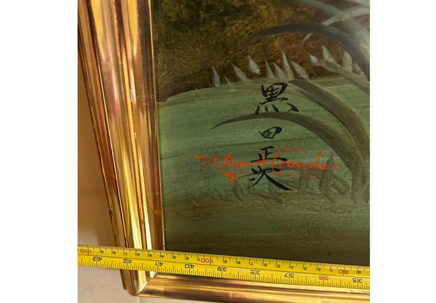 Americano Quadro Orig Robert Crowder con gru in cornice di legno dorato A. Solomon in vendita
