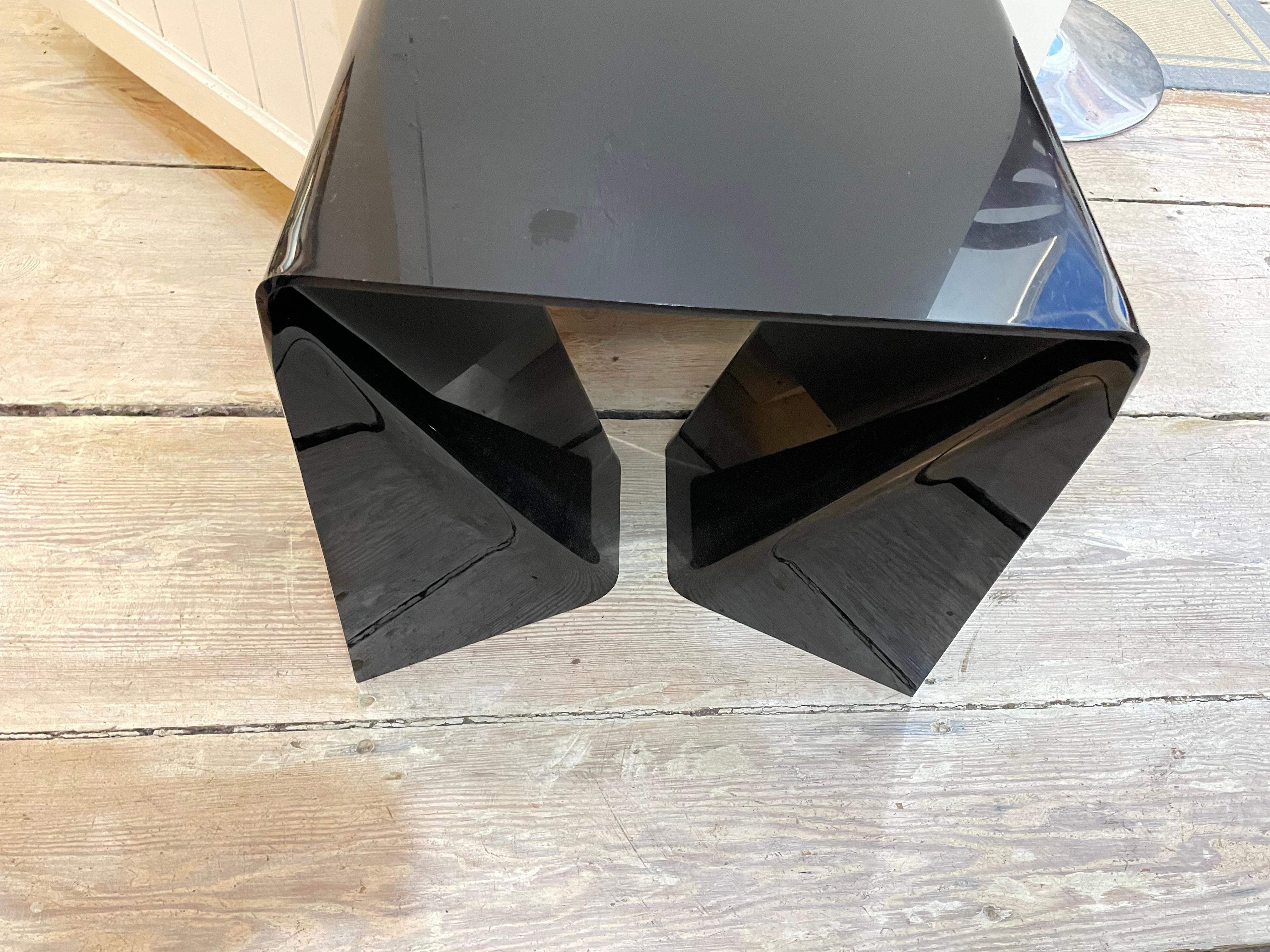 Mid-Century Modern Origami Black Lucite Coffee or Side Table by Neal Small, 1960s For Sale