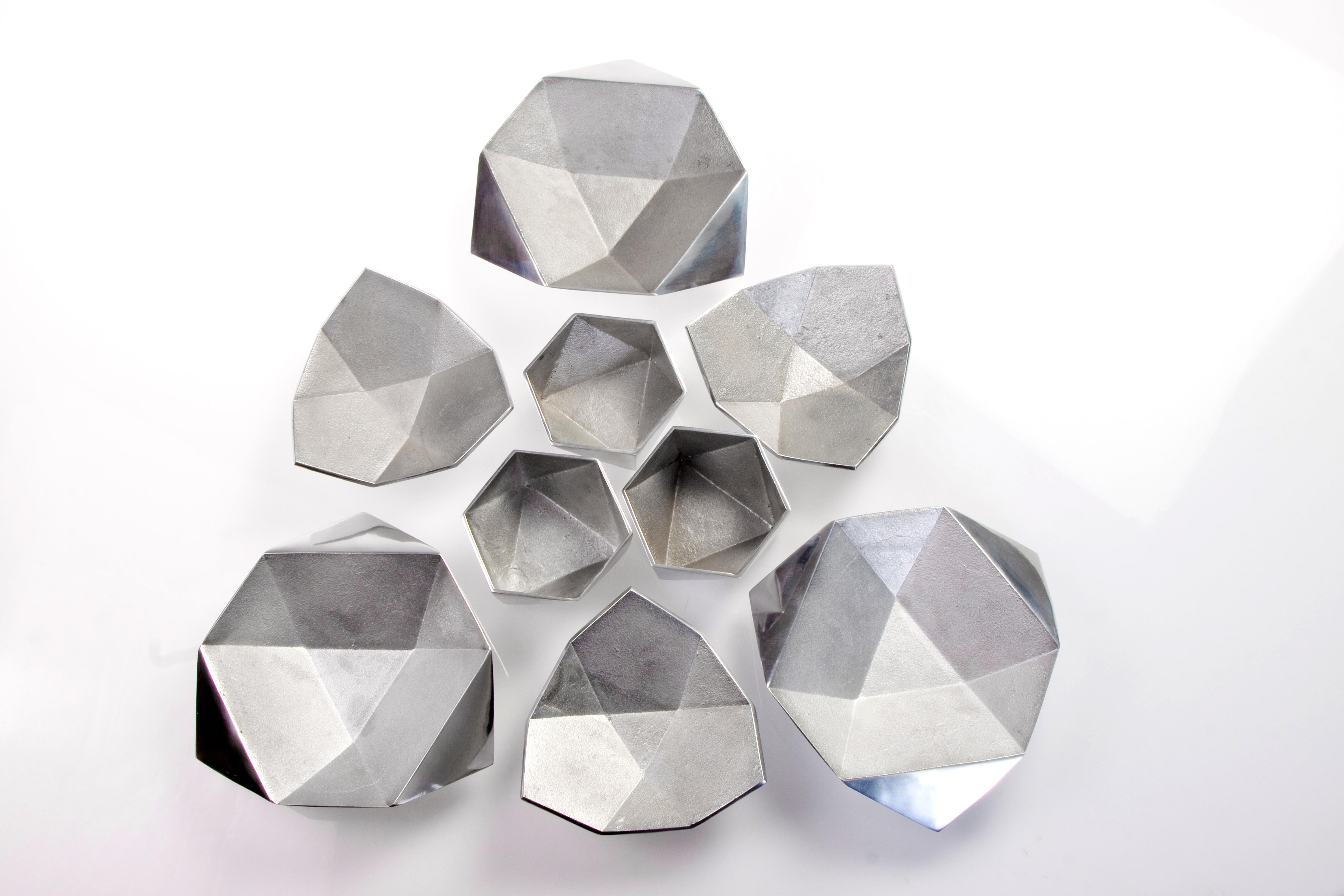 Origami Bowls 'Aluminum' (sold in sets of three) In New Condition For Sale In Chicago, IL