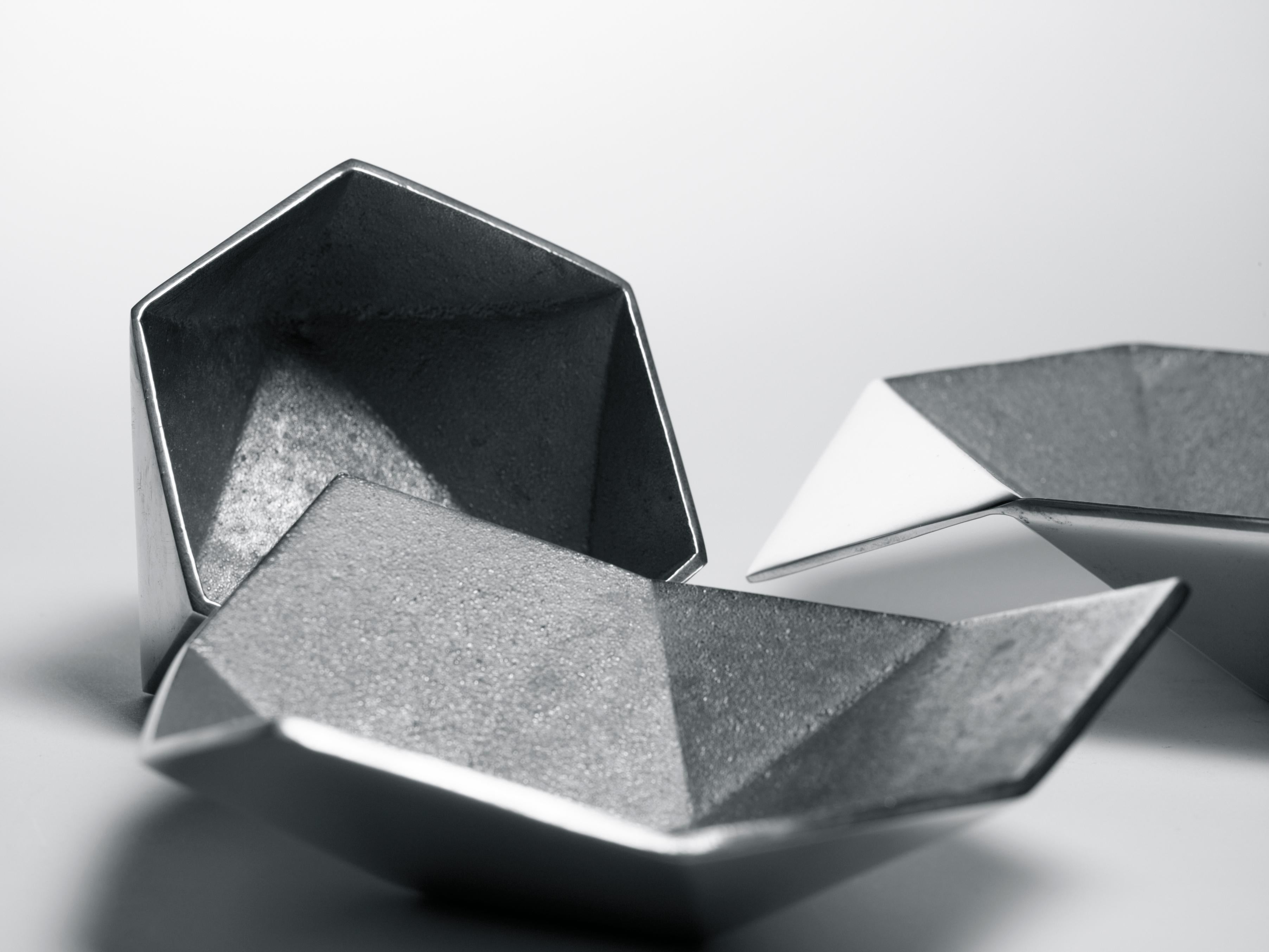 Contemporary Origami Bowls 'Aluminum' (sold in sets of three) For Sale