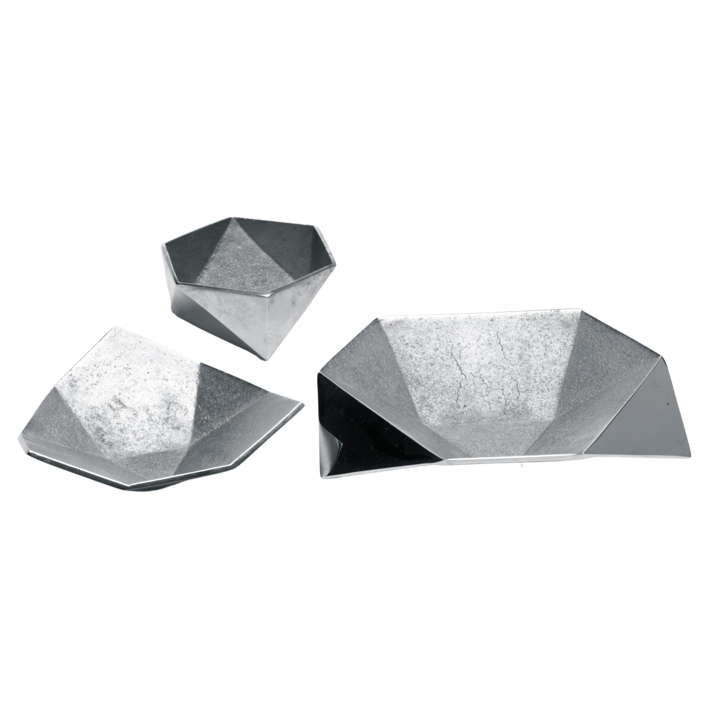 Origami Bowls 'Aluminum' (sold in sets of three) For Sale