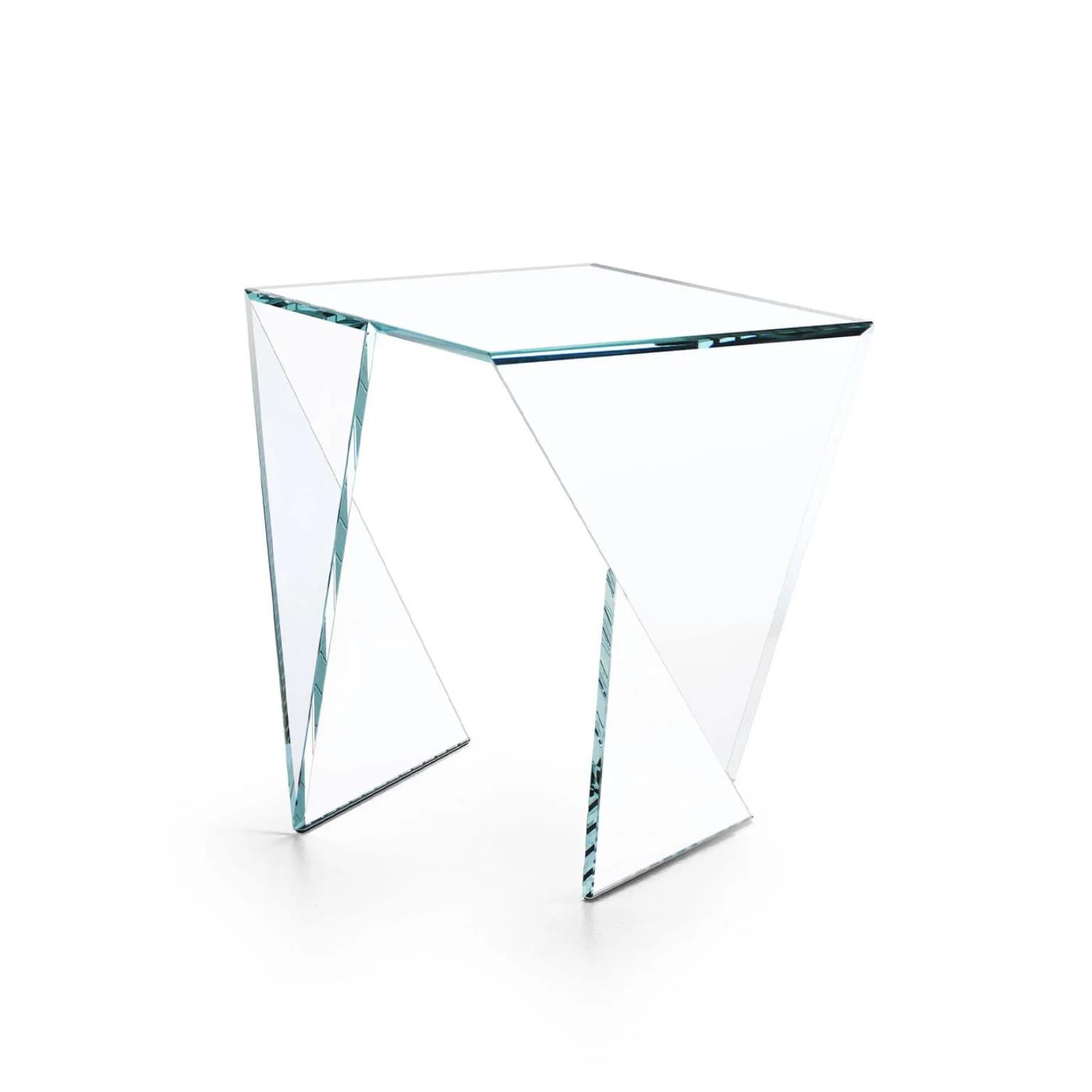 Origami Klassischer Beistelltisch aus Kristallglas von Barberini & Gunnell (Glas) im Angebot