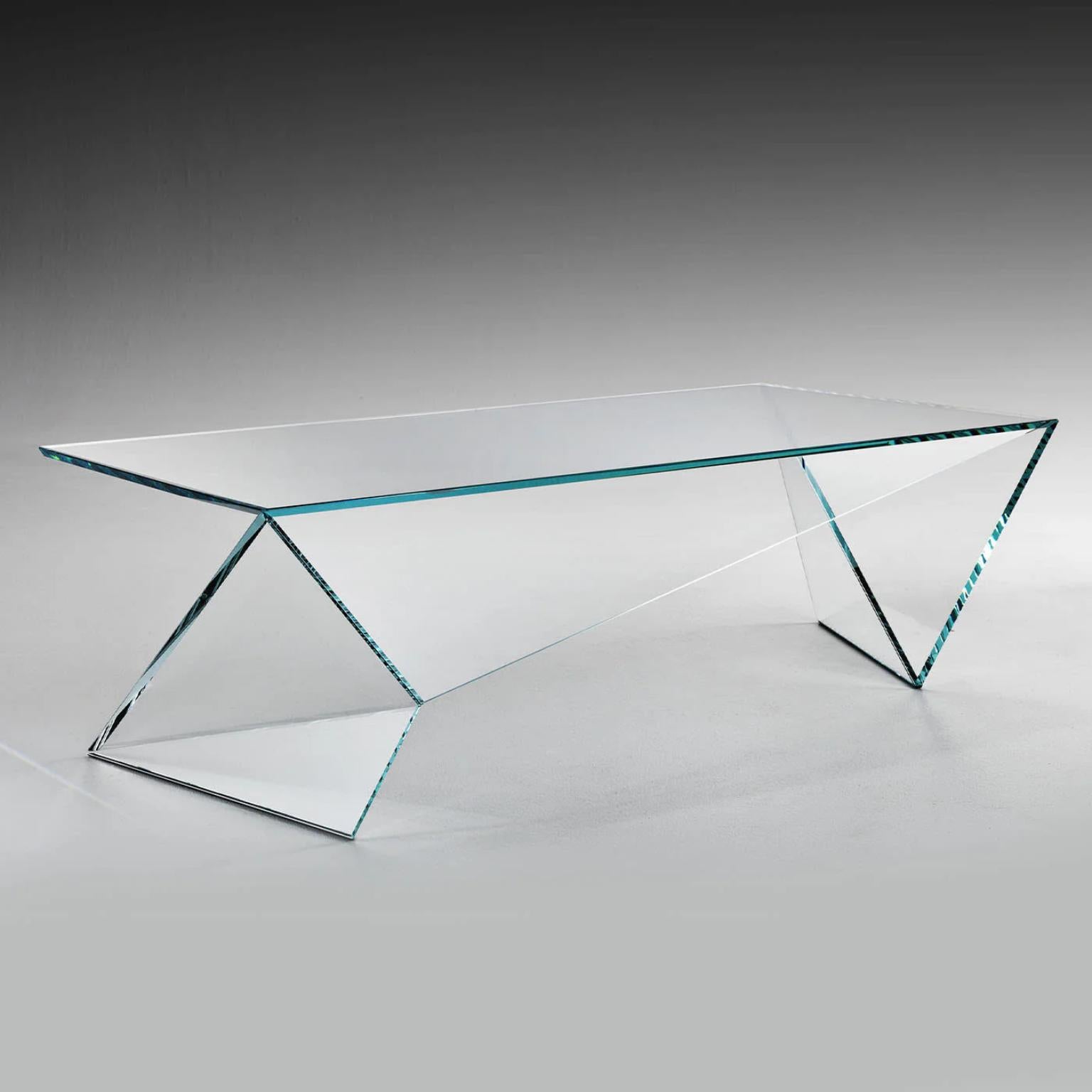 Postmoderne Table basse Origami en verre de cristal par Barberini & Gunnell en vente