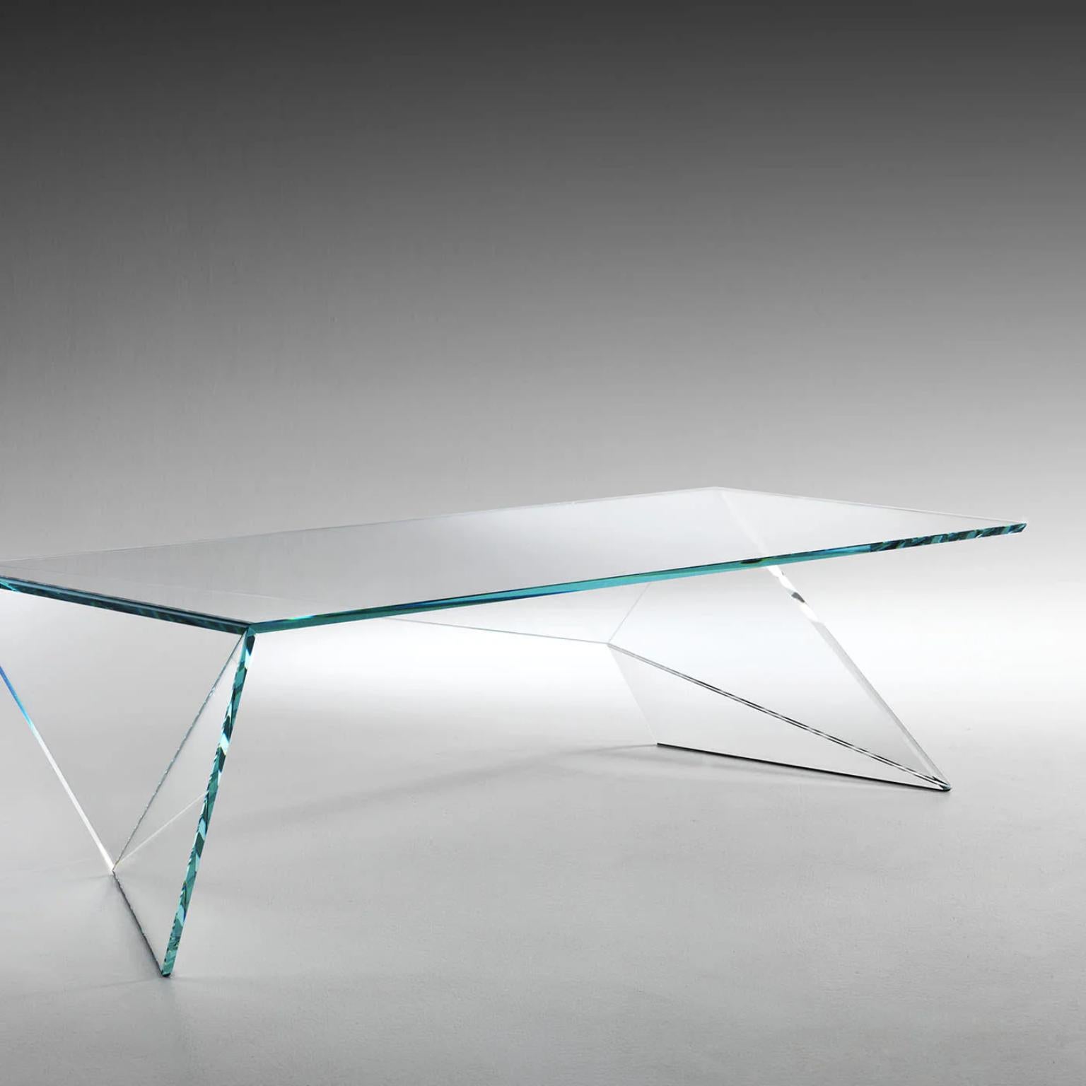 italien Table basse Origami en verre de cristal par Barberini & Gunnell en vente