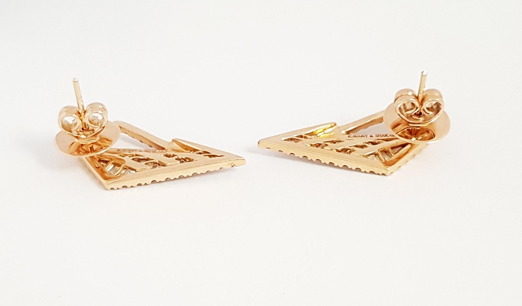 Kavant & Sharart Origami Diamond Earrings 18K Rose Gold  For Sale 1