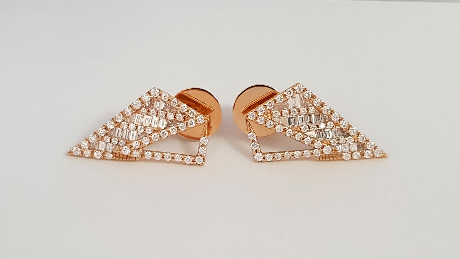 Kavant & Sharart Origami Diamond Earrings 18K Rose Gold  For Sale 3