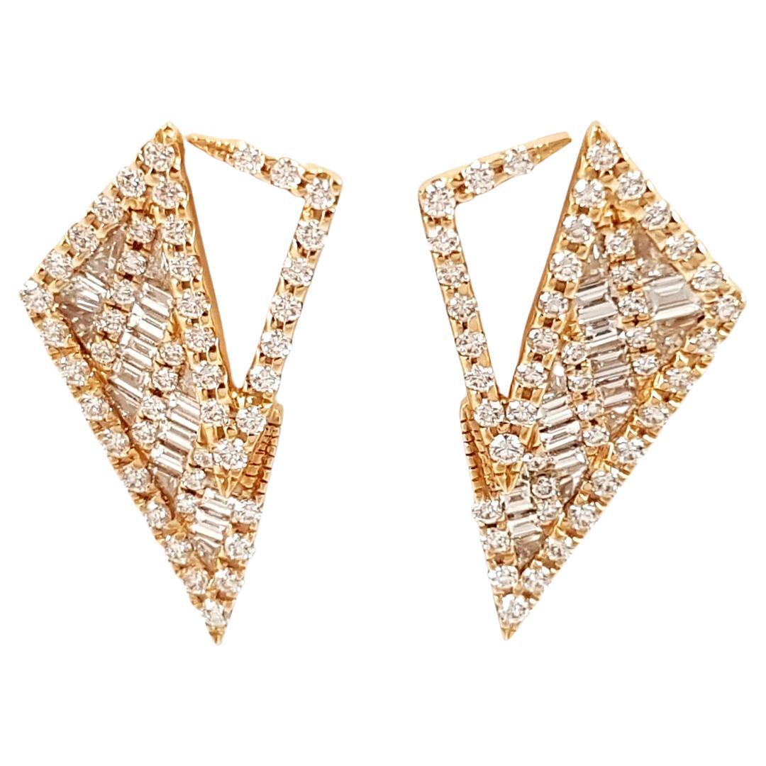 Kavant & Sharart Origami Diamond Earrings 18K Rose Gold  For Sale